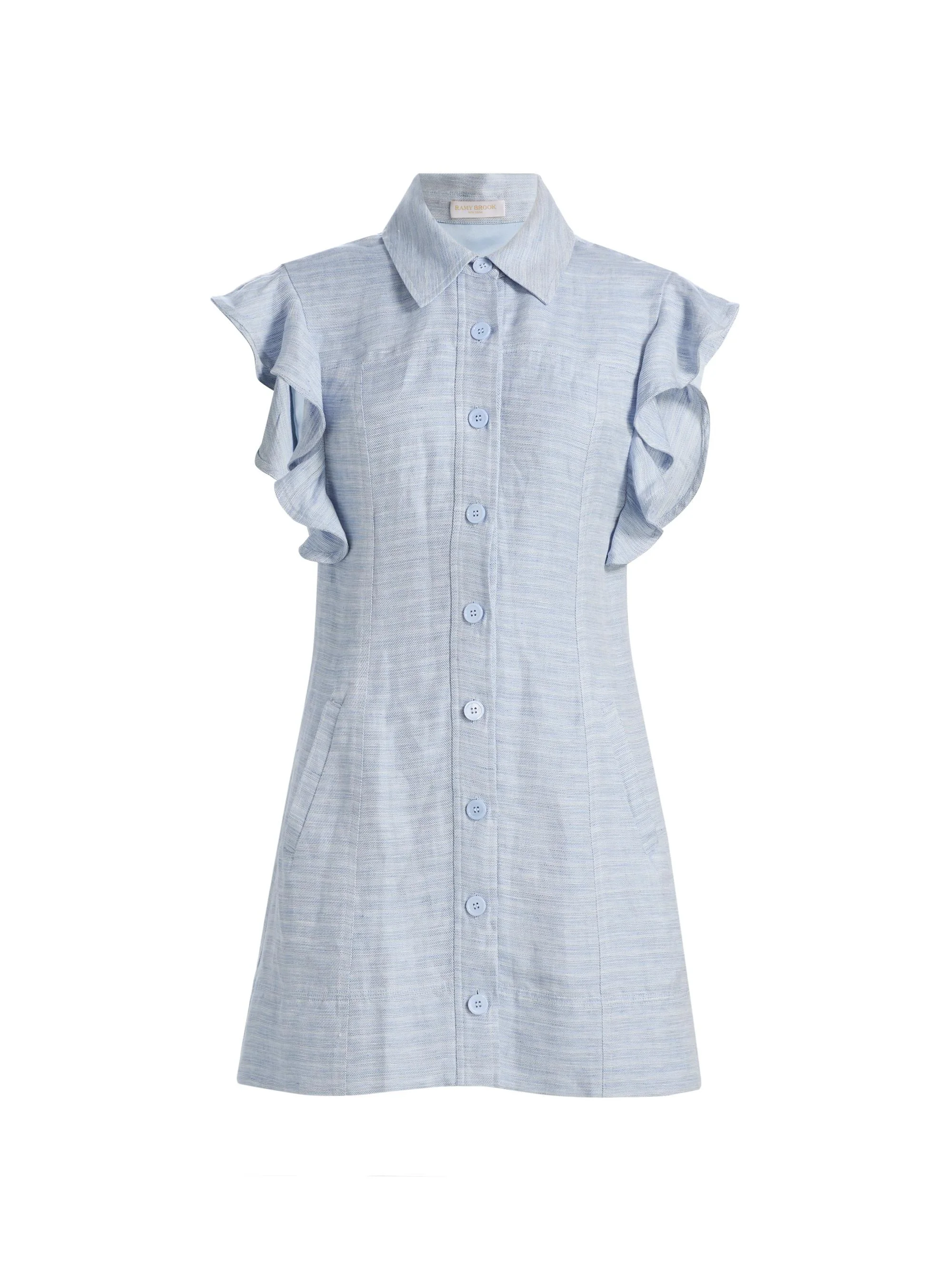 Women's Nikki Textured Linen-Blend Shirtdress - Bazaar Blue Linen - 1