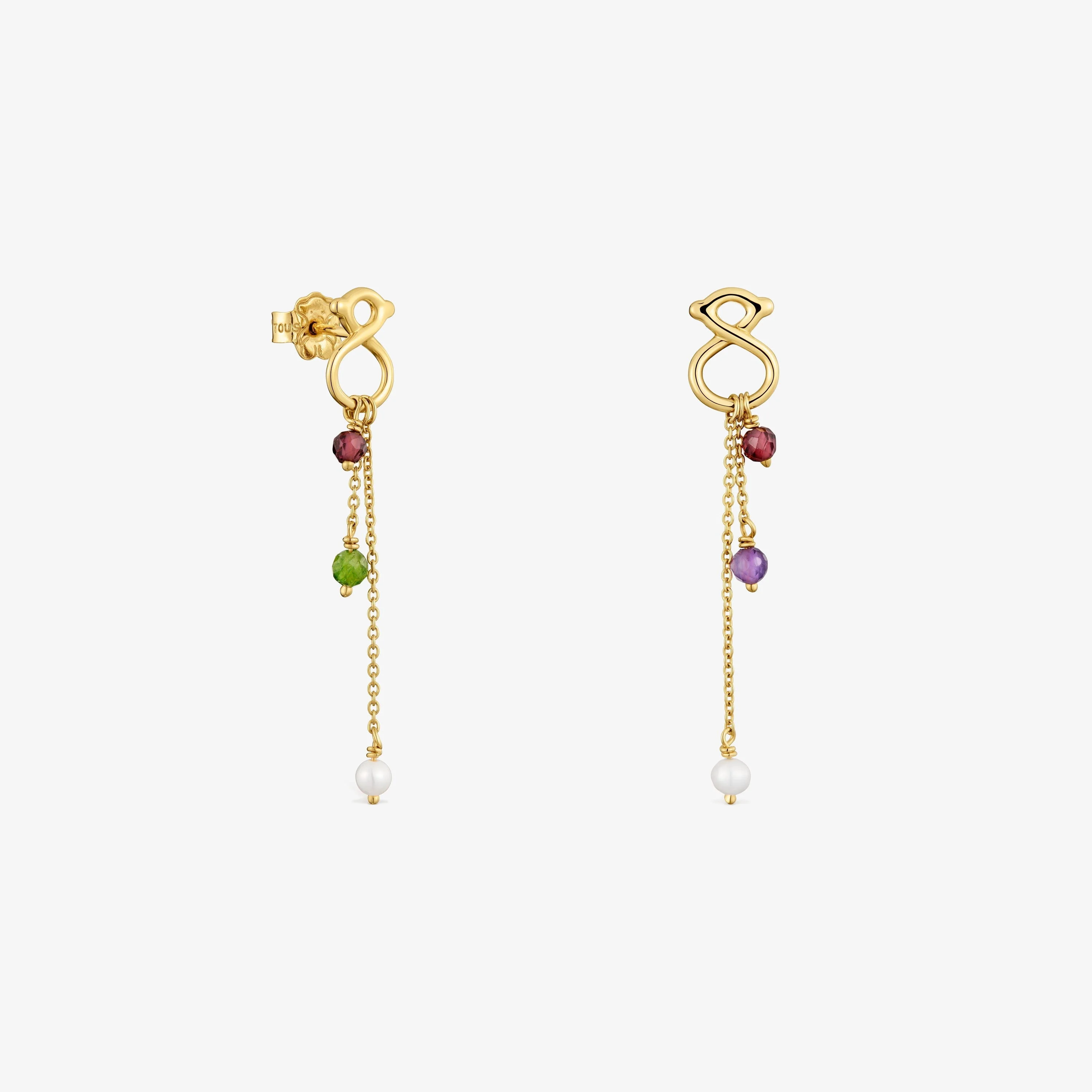 Long 9kt gold Earrings with gemstones TOUS Infinity - 1