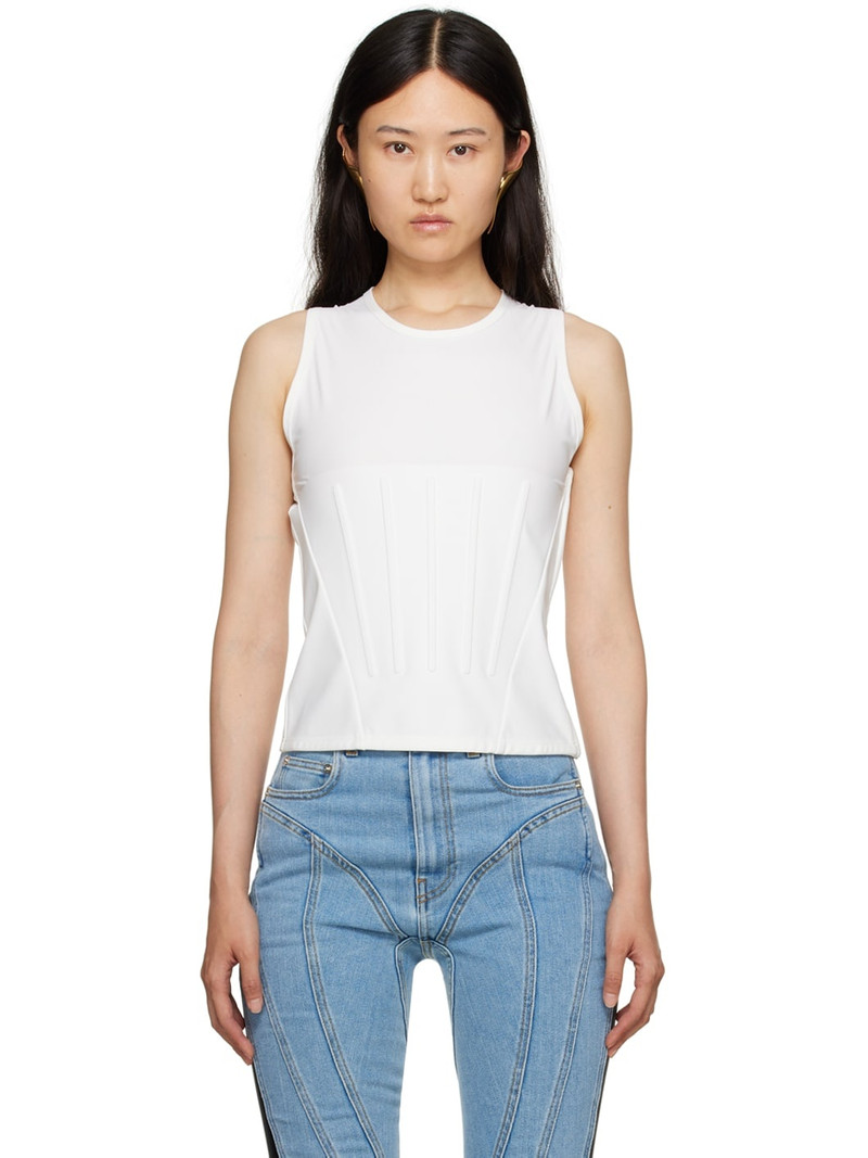 White Embossed Tank Top 1