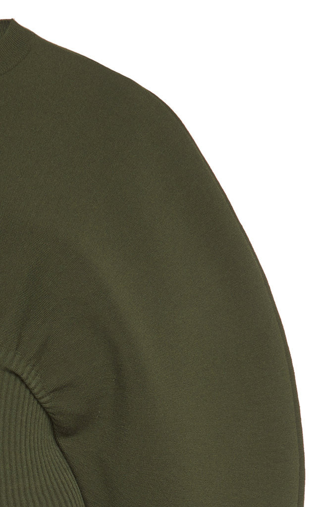 Ribbed-Trim Wool Knit Sweater green - 4