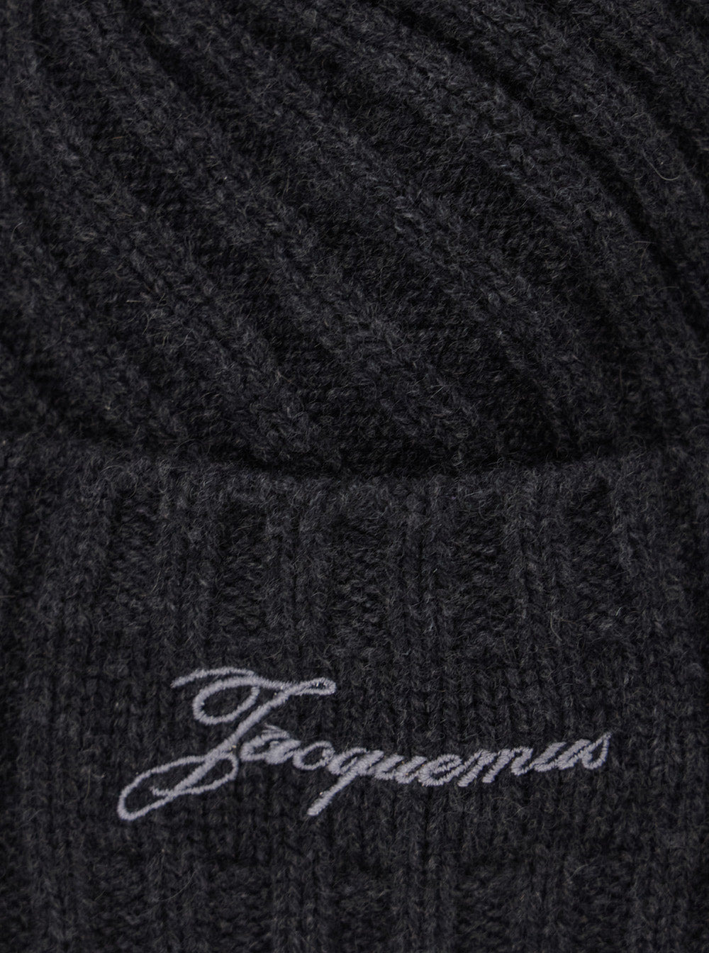 Jacquemus Men 'Le Bonnet Tourni' Grey Beanie With Turn-Up Brim And Logo Lettering On The Front In Wo - 3