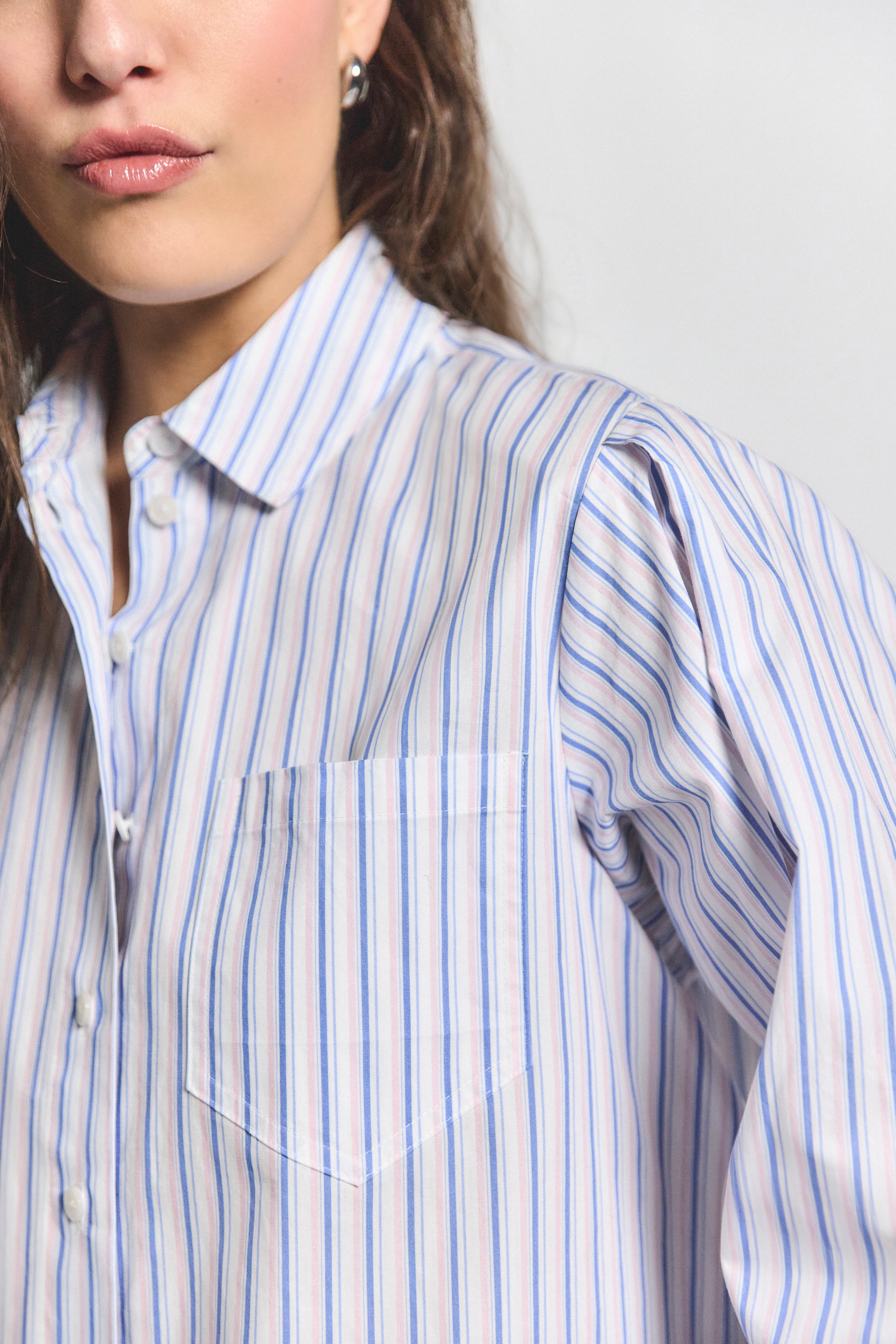 ESTRELLA STRIPED CROPPED BUTTON UP - 3