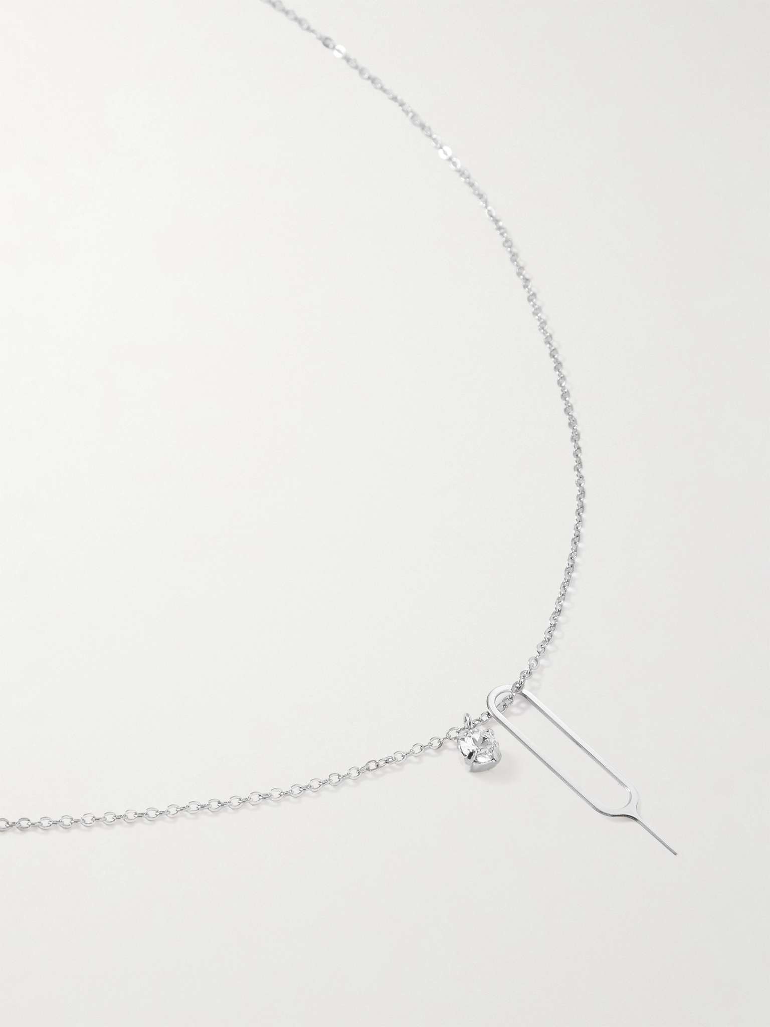 Silver-Tone Rhinestone Pendant Necklace - 1