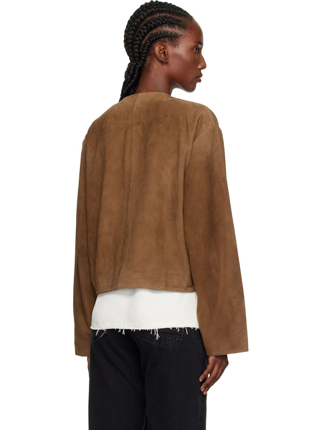 Tan Utility Cocoon Suede Jacket - 3