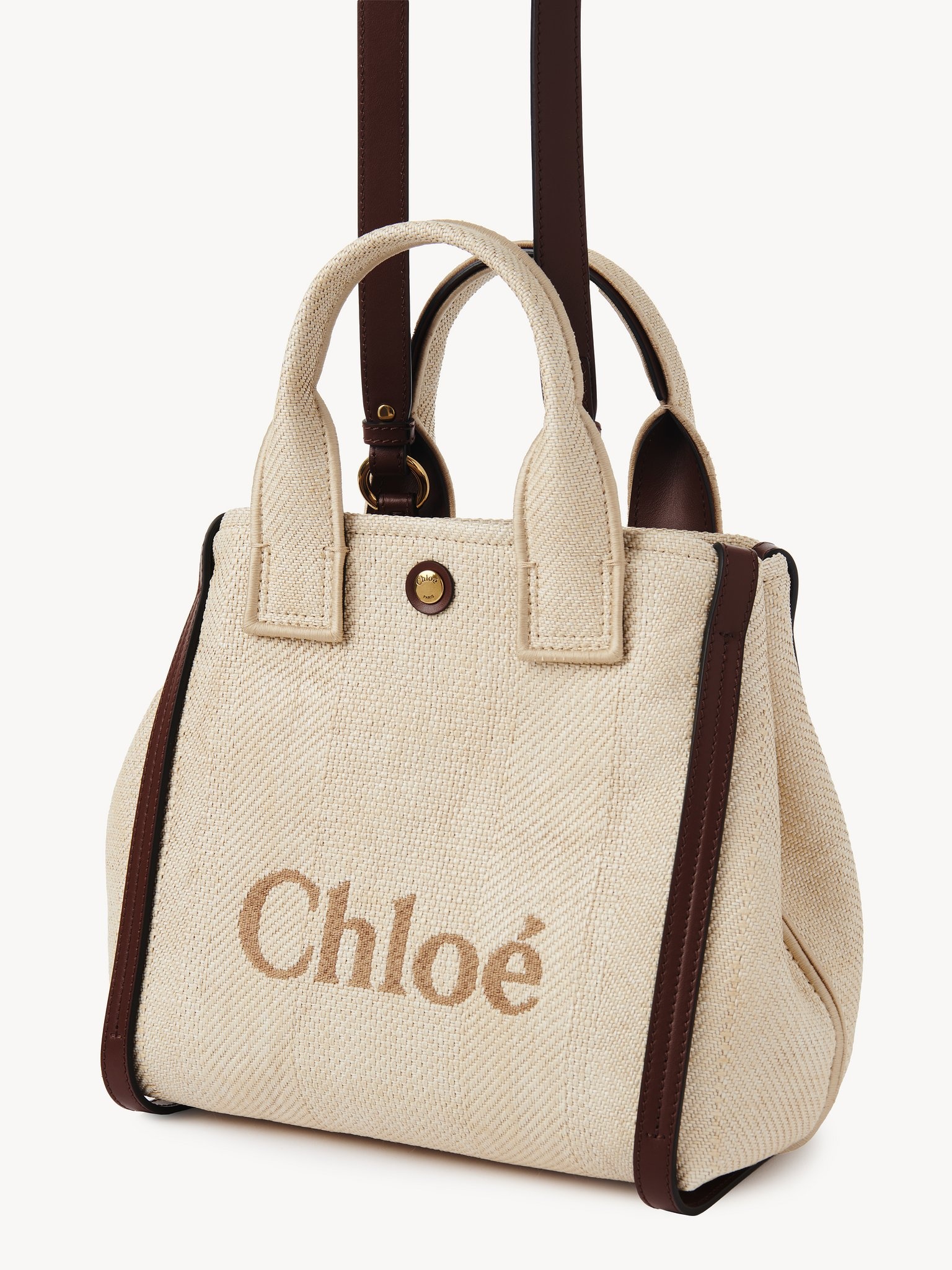 SMALL CHLOÉ CARRY TOTE BAG IN RAFFIA-EFFECT FIBERS - 3