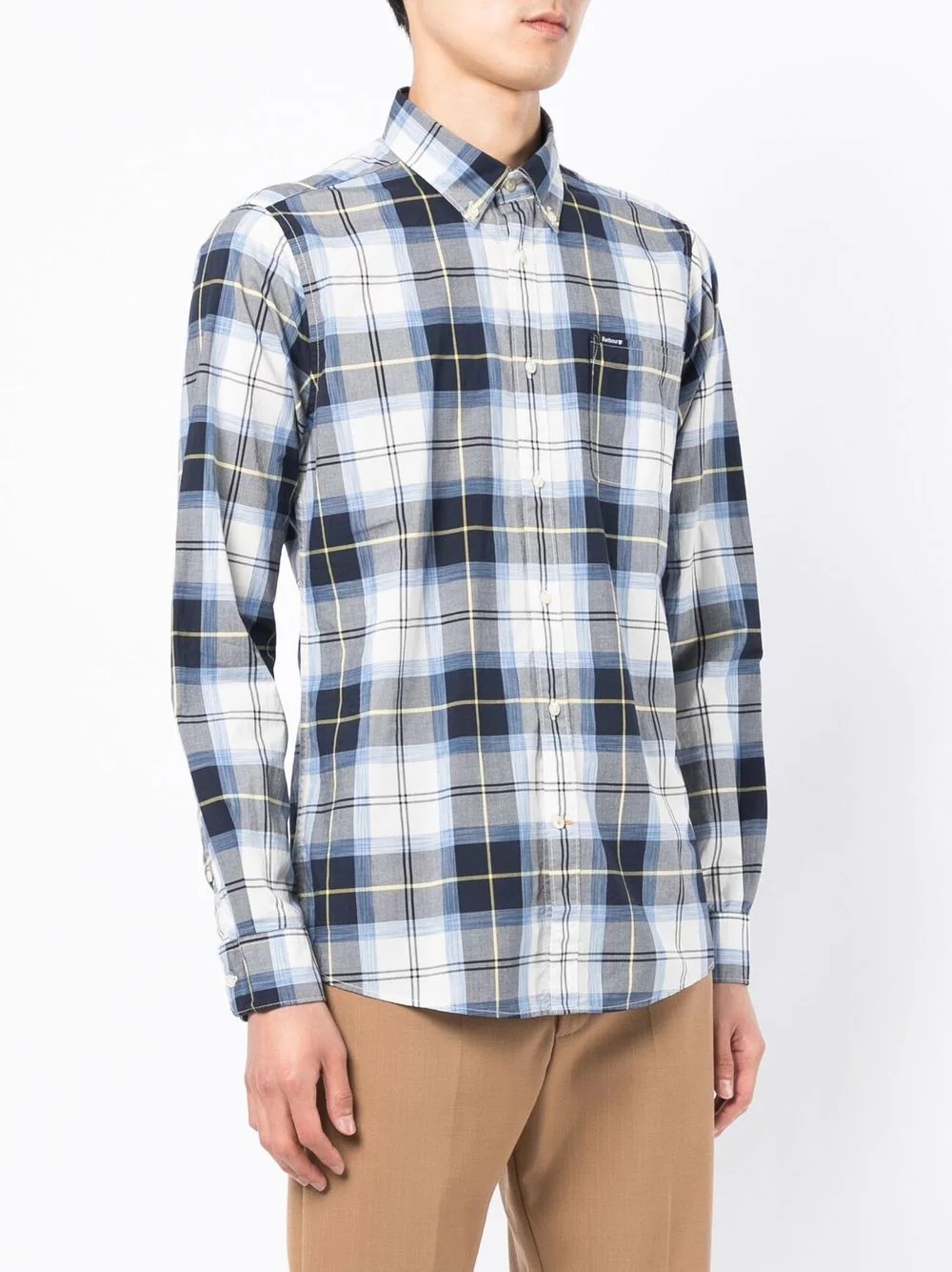 check-print button-down shirt - 3