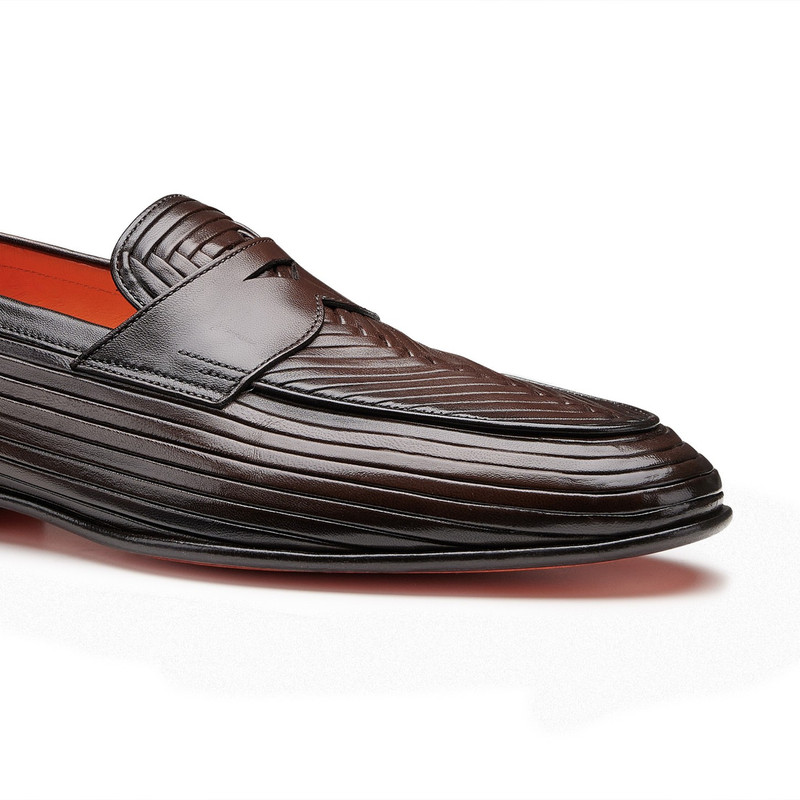 Men's dark brown leather penny loafer 6