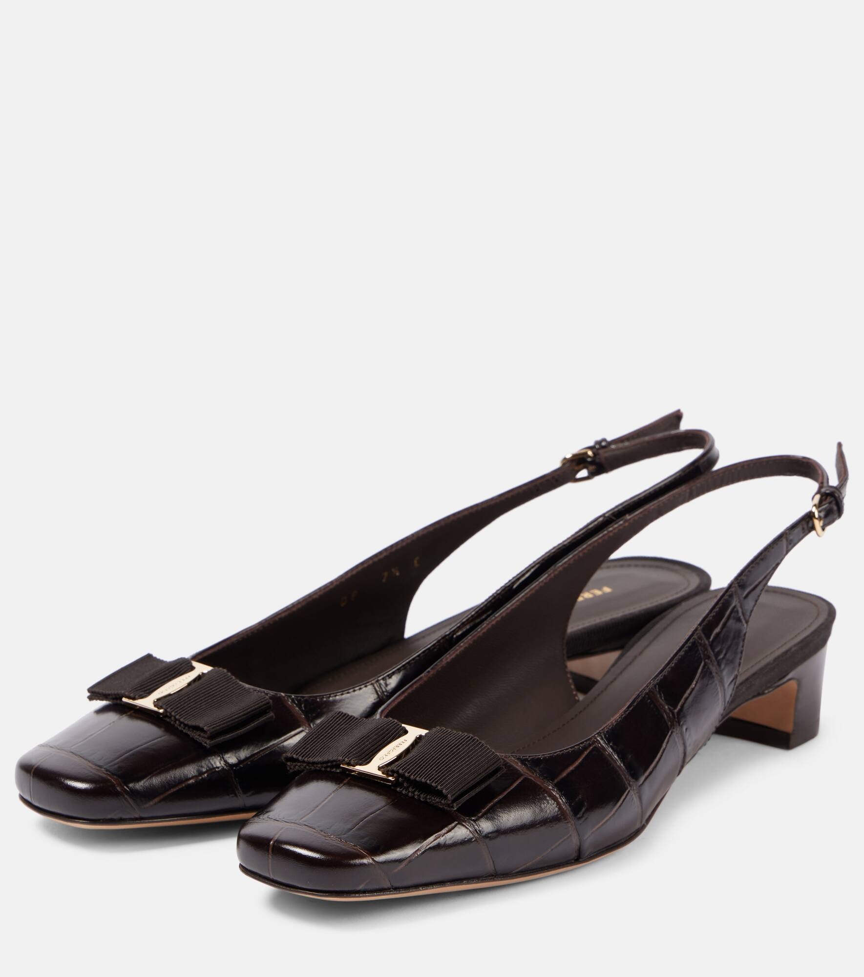 Rivada 30 croc-effect leather pumps - 4