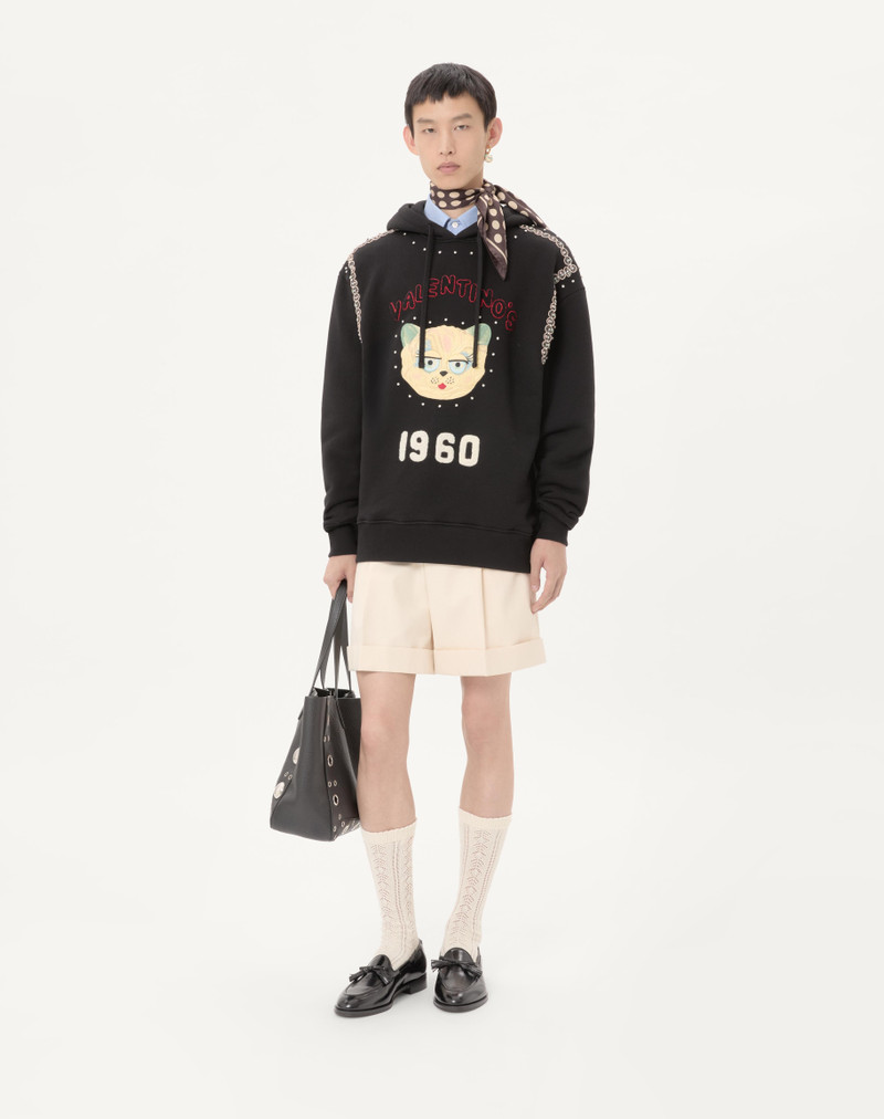 Valentino COTTON HOODED SWEATSHIRT WITH LE CHAT DE LA MAISON PATCH outlook