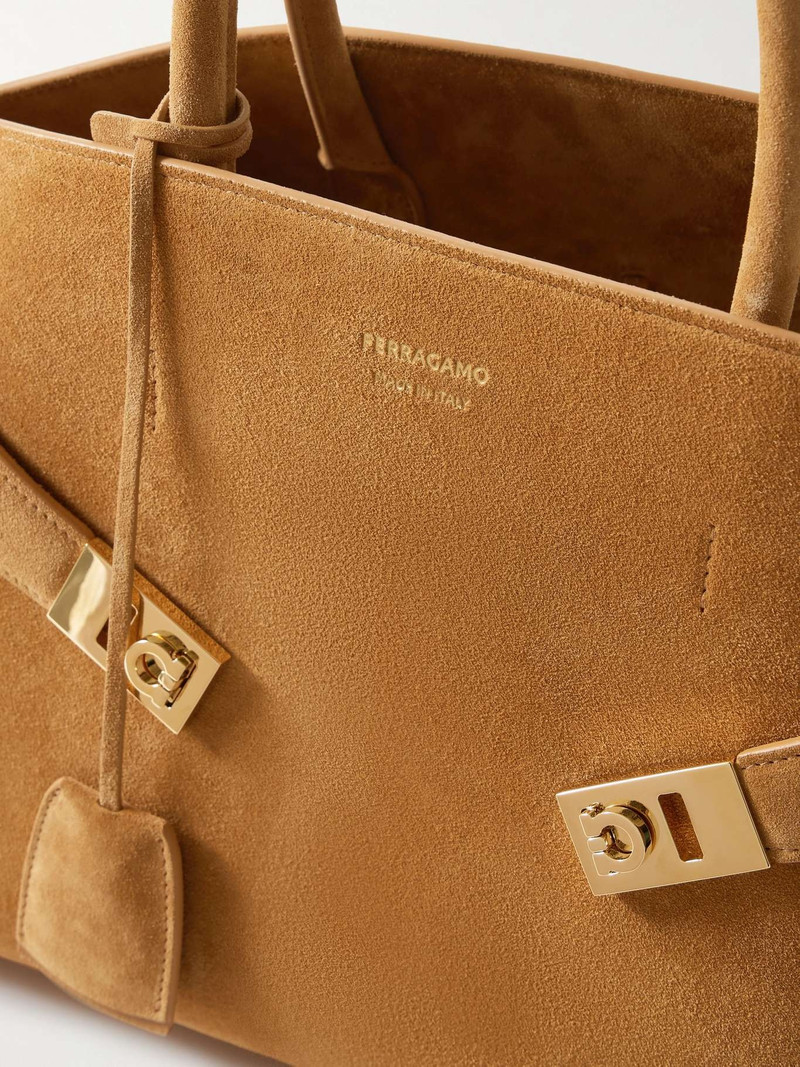 Hug small suede tote Tan 4