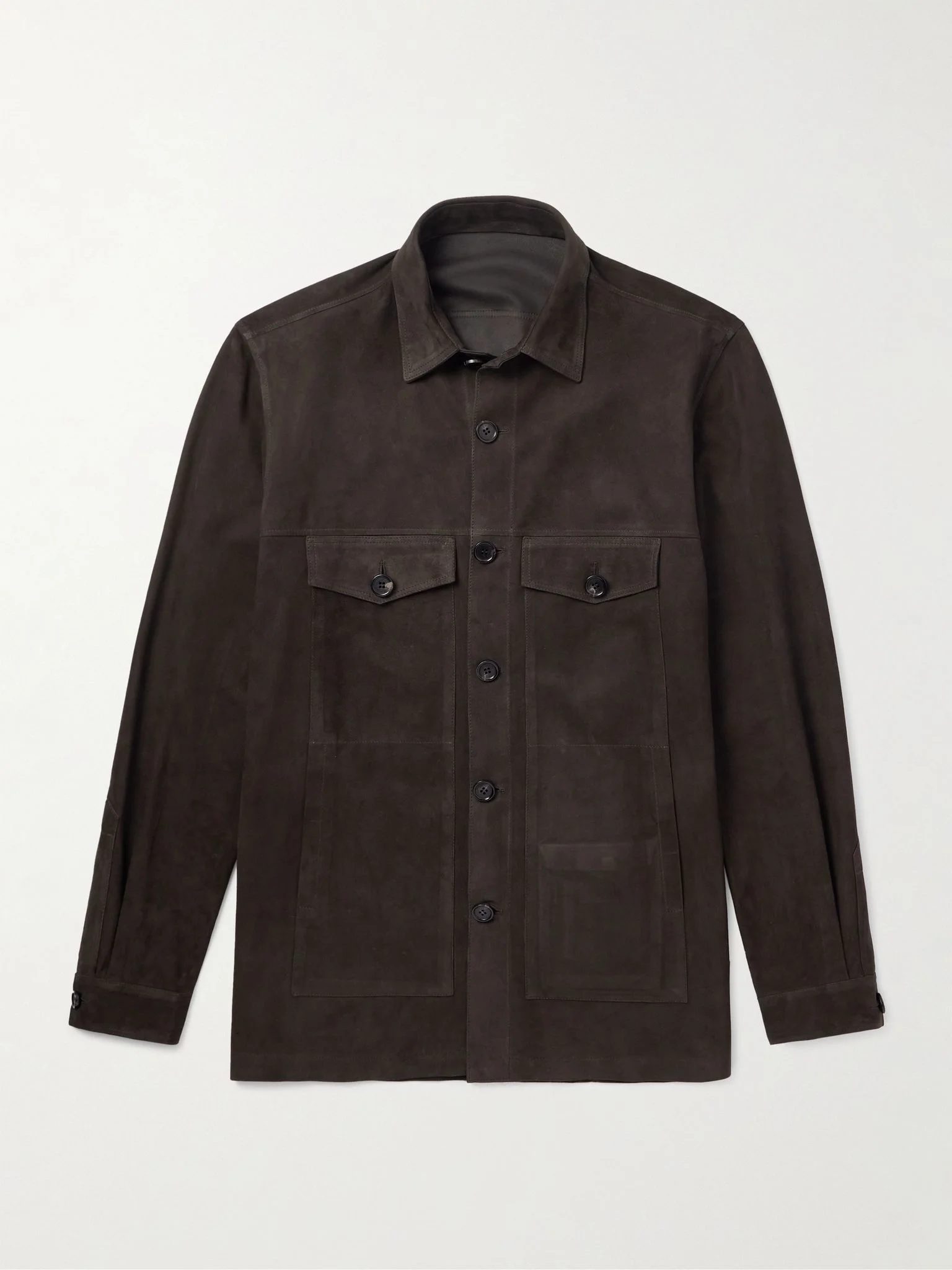 Suede Overshirt Dark brown - 1