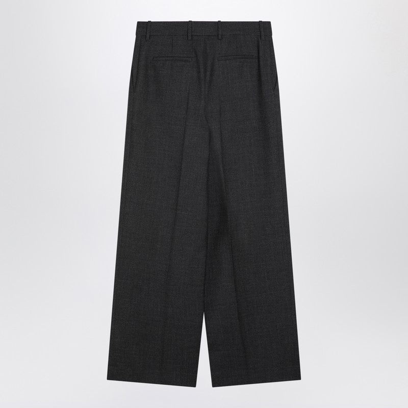 Givenchy Dark Grey Wool Wide Trousers Women - 2