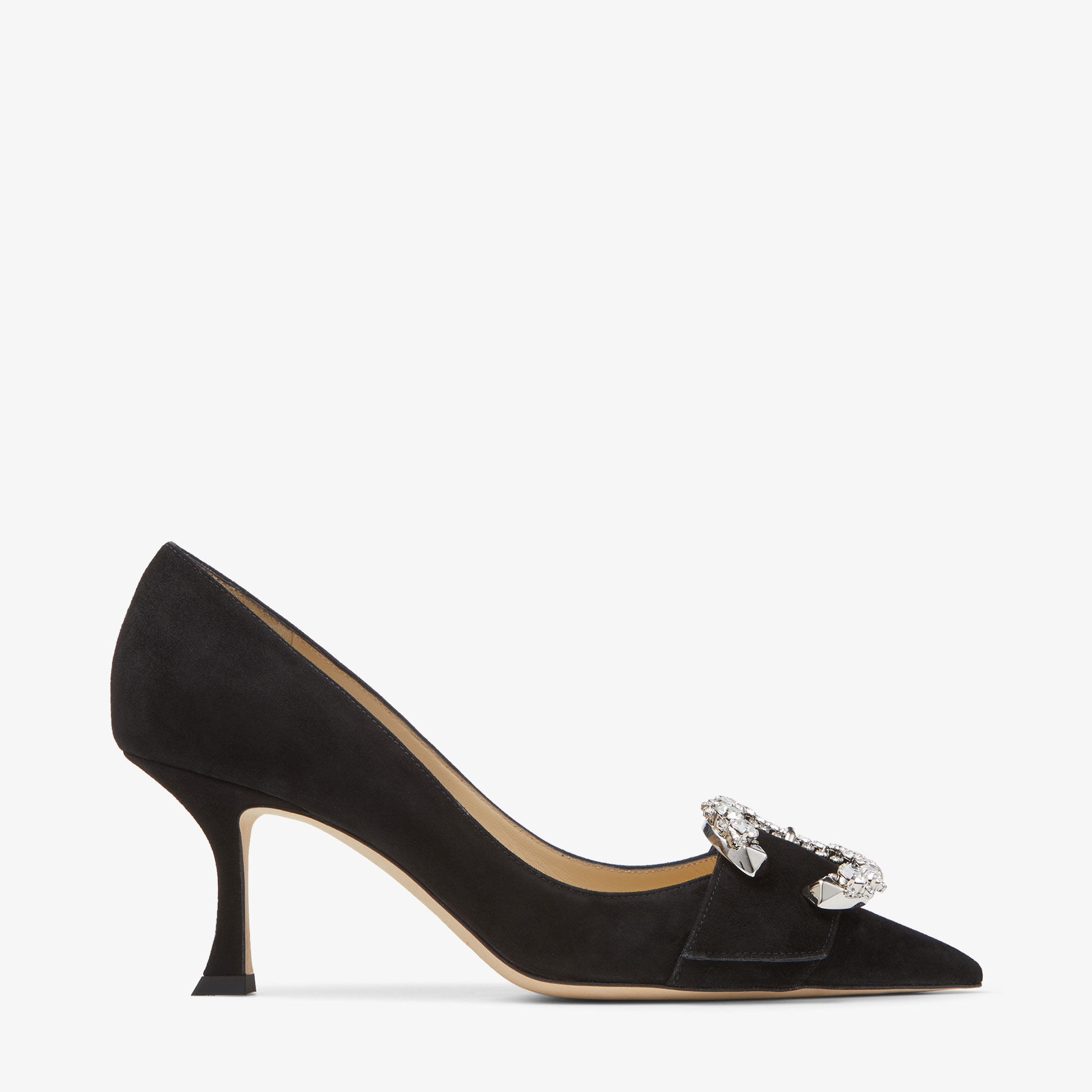 Melva 70
Black Suede Pointed-Toe Pumps with Crystal Buckle - 1