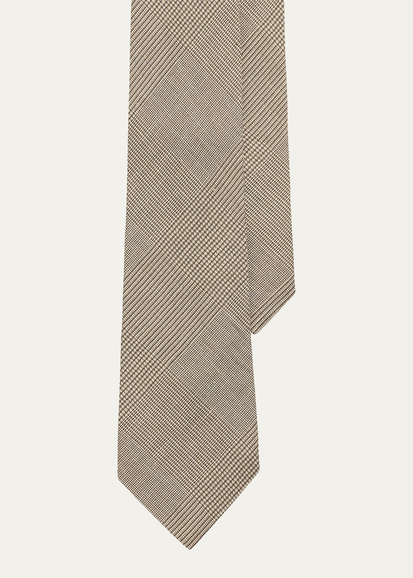Men's Linen and Mulberry Silk Glen Plaid Tie - 1