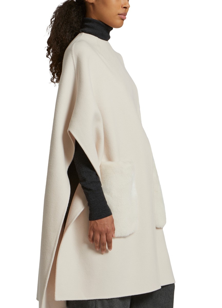 Cashmere cape with mink over-pockets - 5