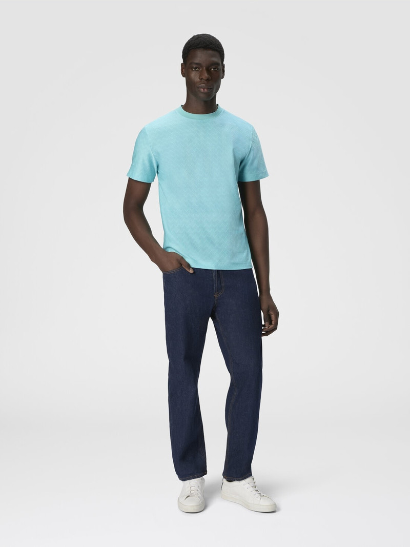 Missoni Tone-on-tone zig zag cotton jersey crewneck T-shirt outlook