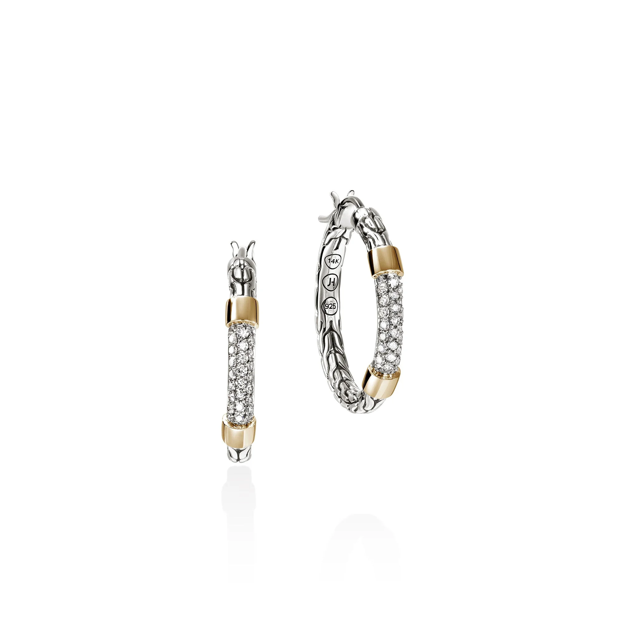JH Essential Pave Hoop Earrings, Gold, Sterling Silver, Diamonds, 23MM - 1