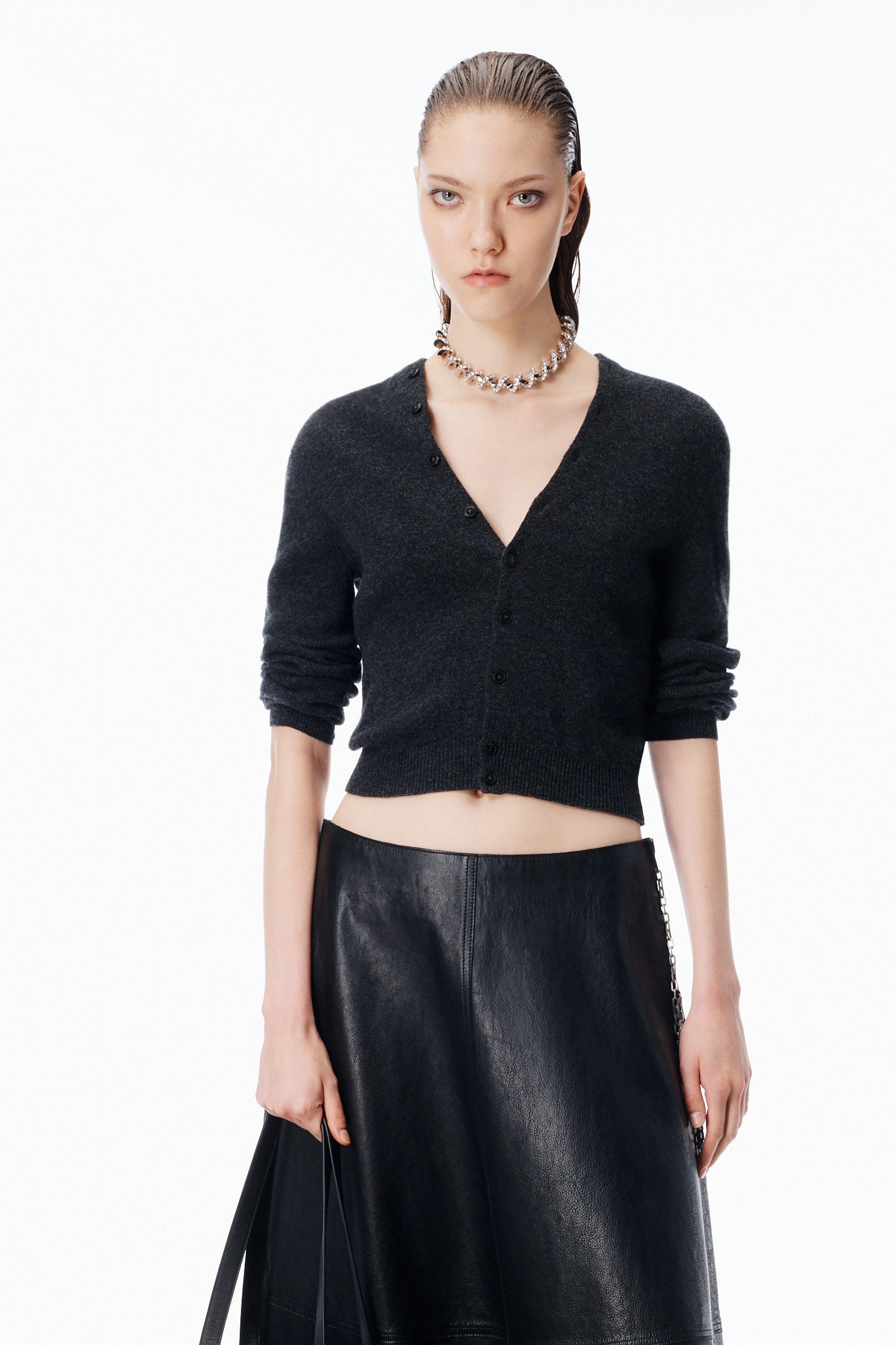 Cardigan in Wool with Continuous Placket - 2