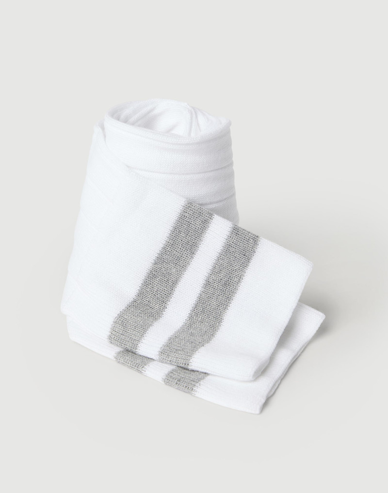 Brunello Cucinelli Cotton rib knit socks with stripes outlook