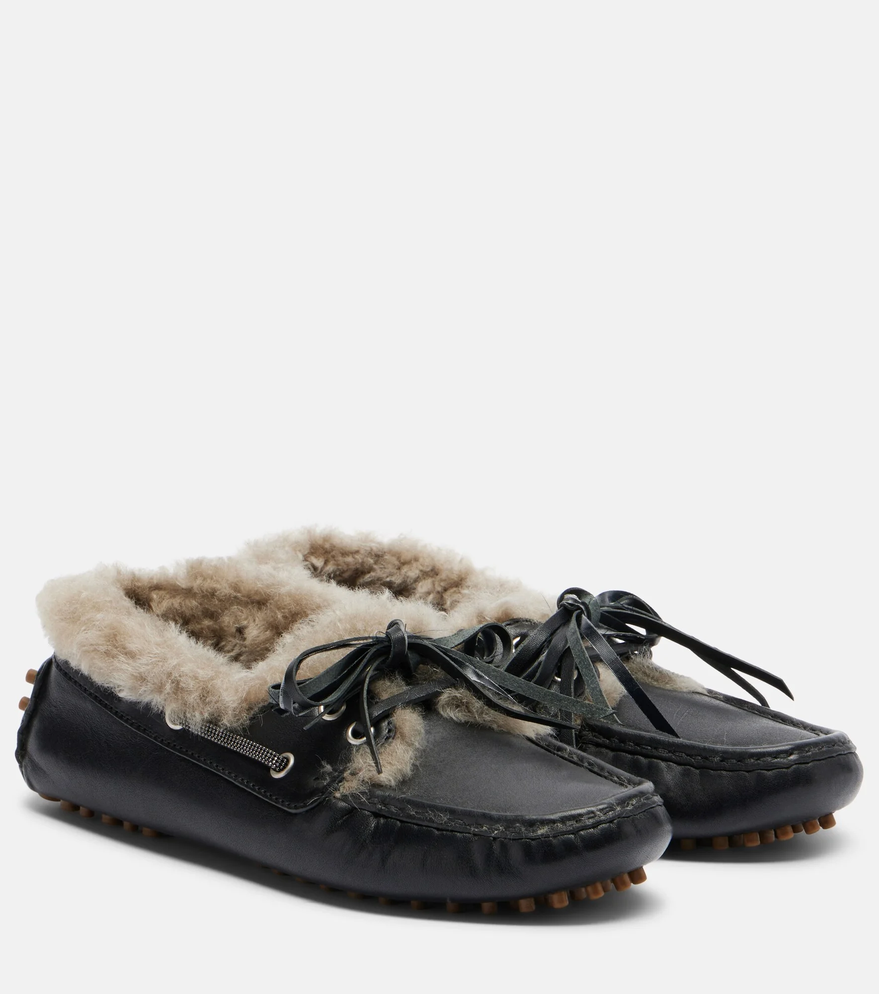 Monili shearling boat shoes - 1