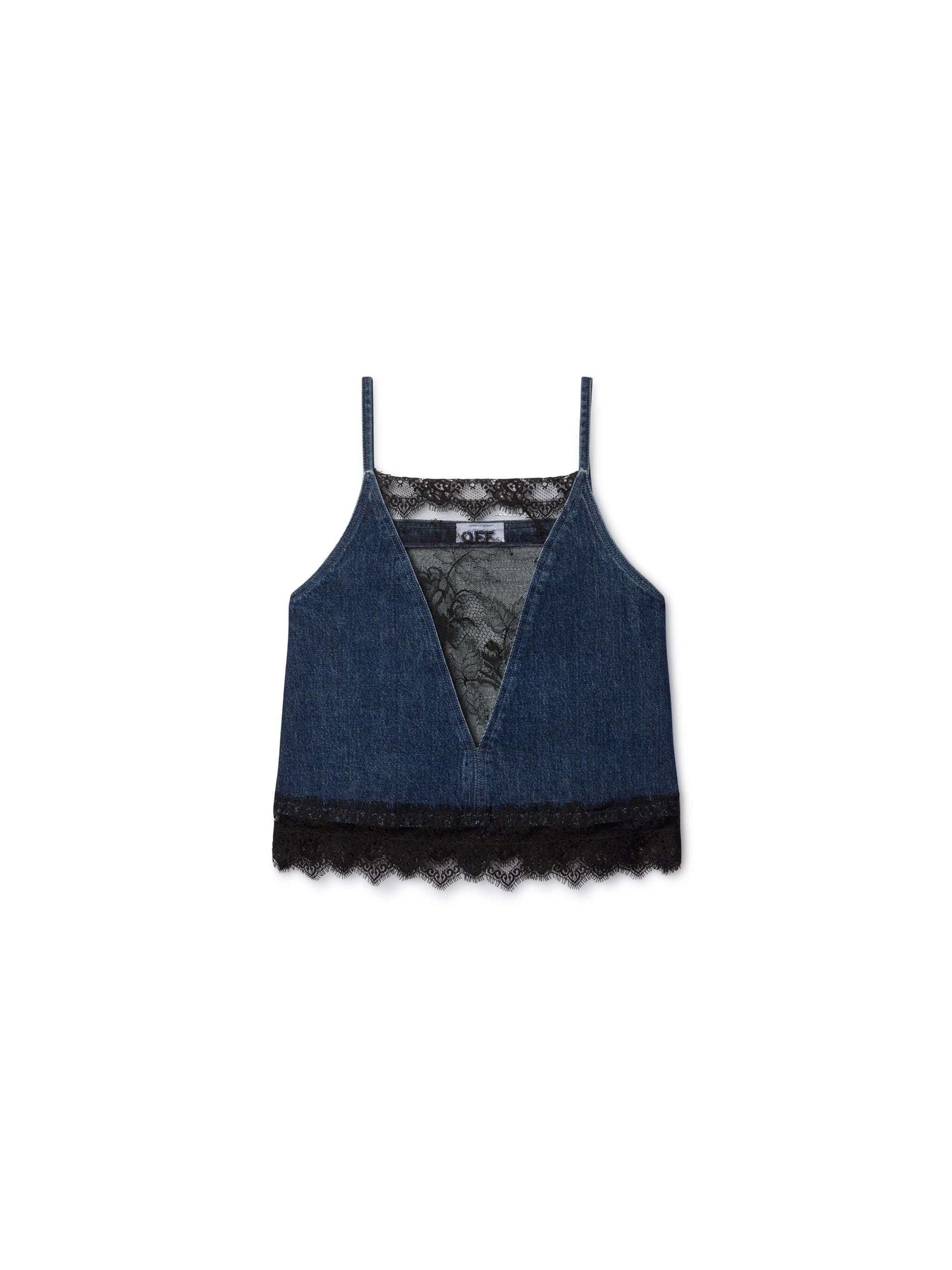 Lace 20s Slip Denim Top - 1