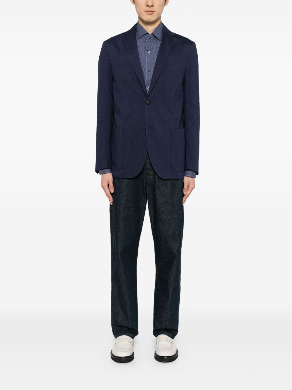 mélange-effect single-breasted blazer - 2
