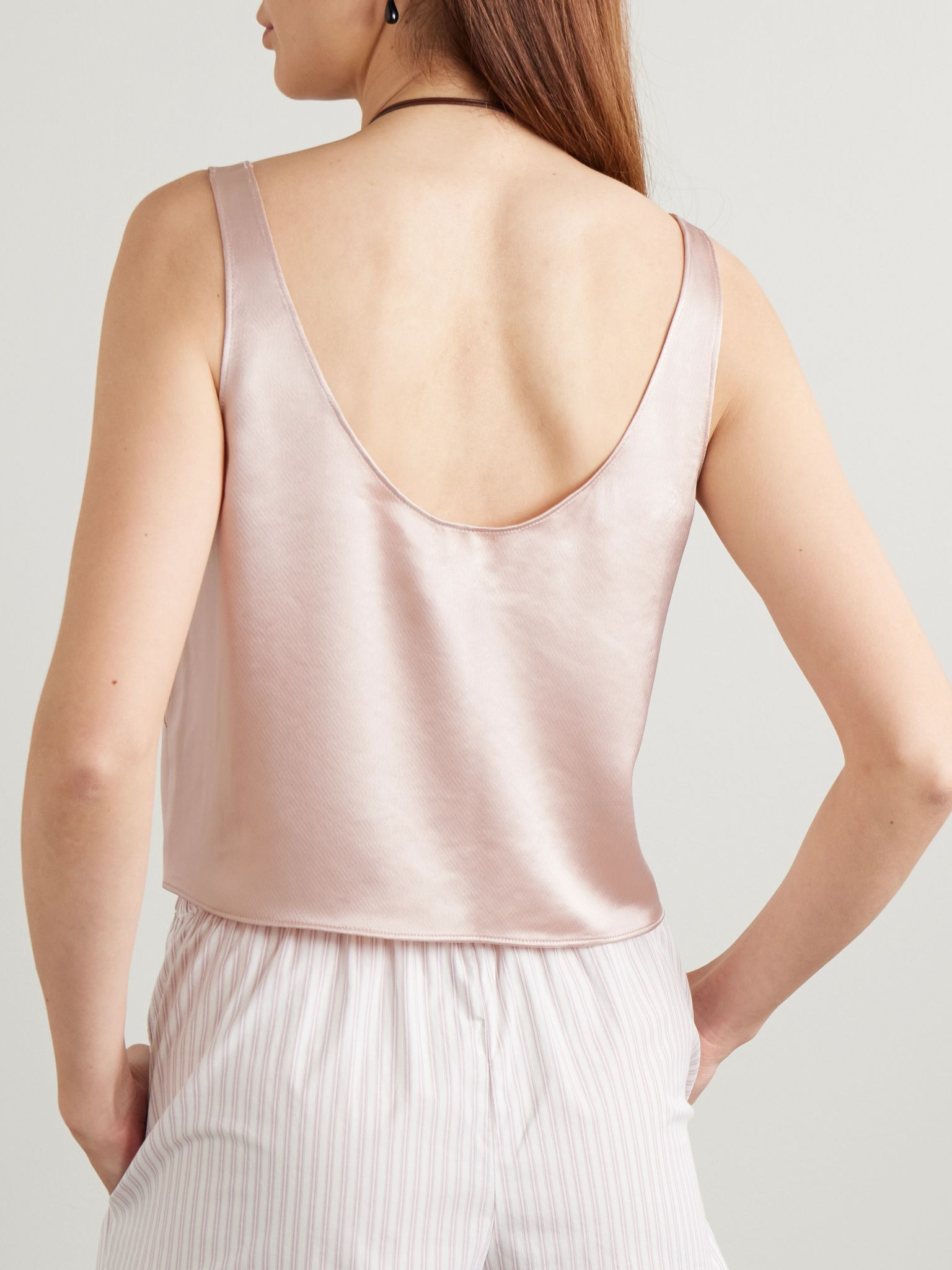 Barb Scoop washed-satin tank Blush - 3