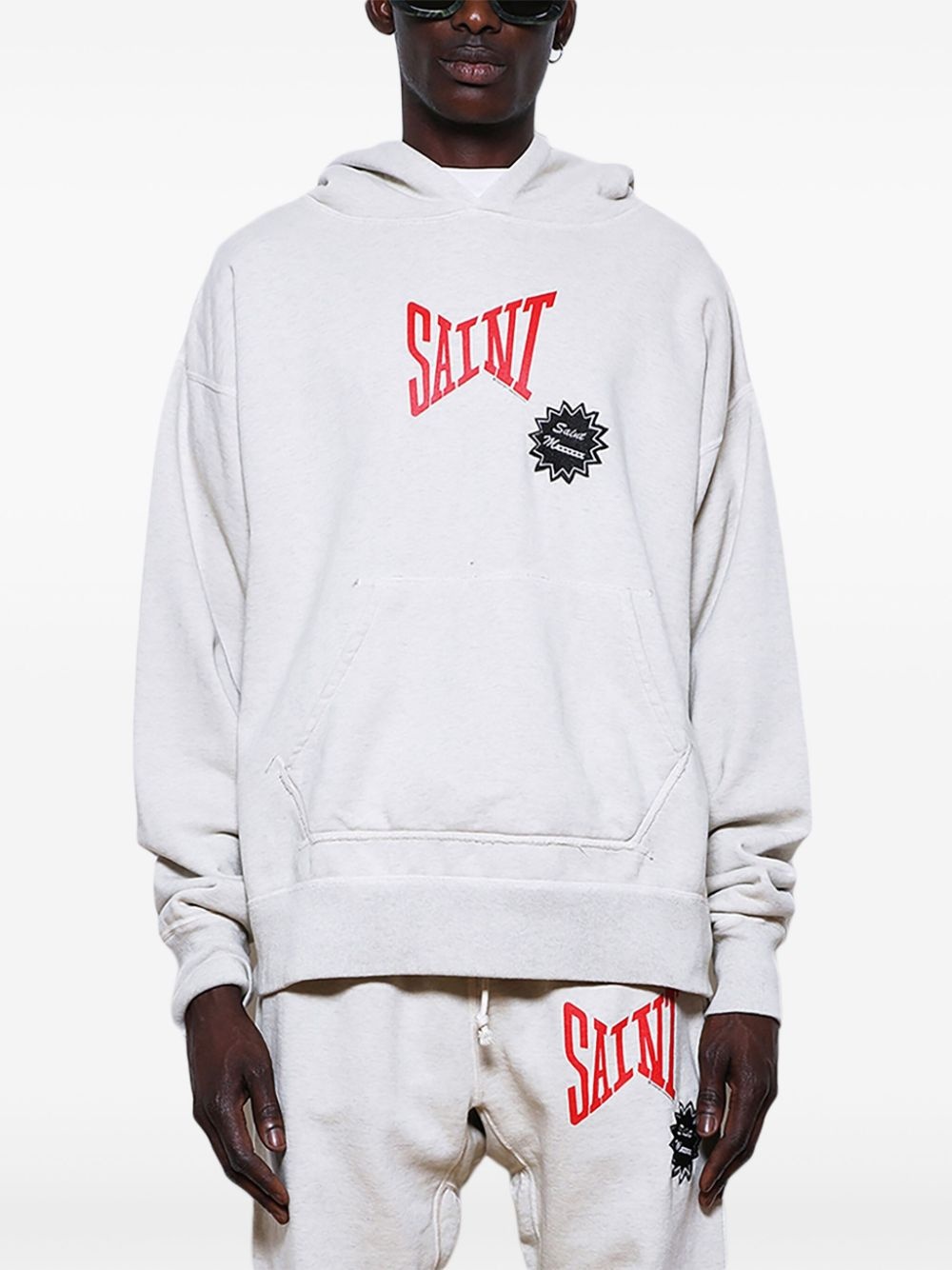 logo-print cotton hoodie - 3