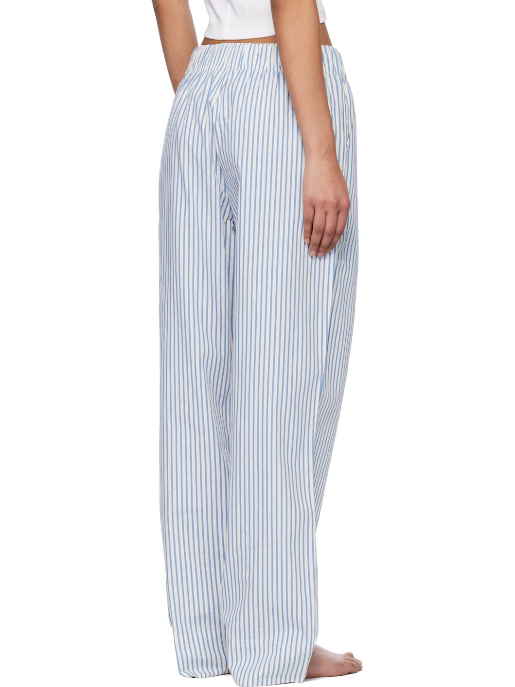 Off-White & Blue Poplin Pyjama Pants - 3