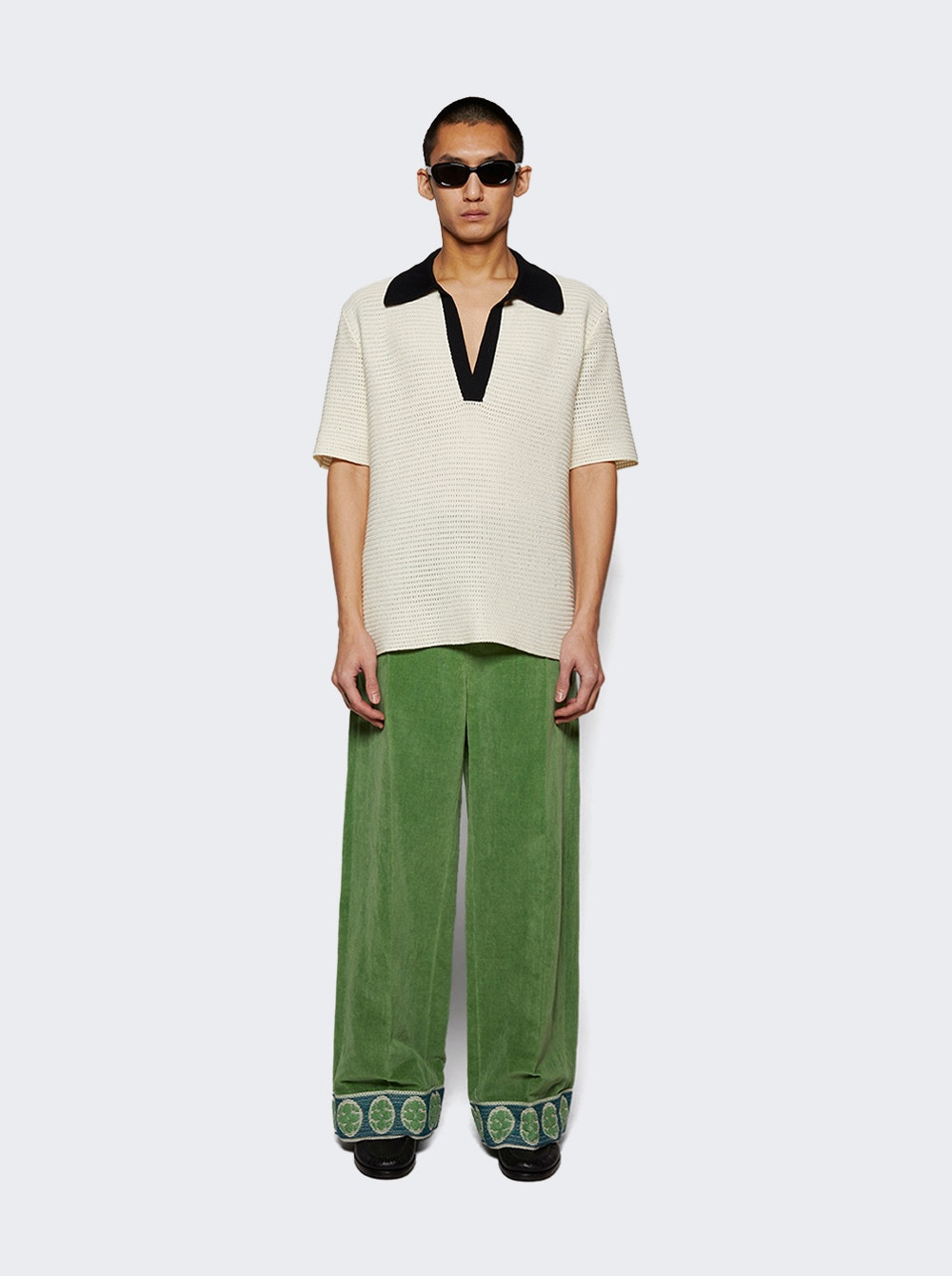 Washed Velvet Trousers Laurel Green - 2