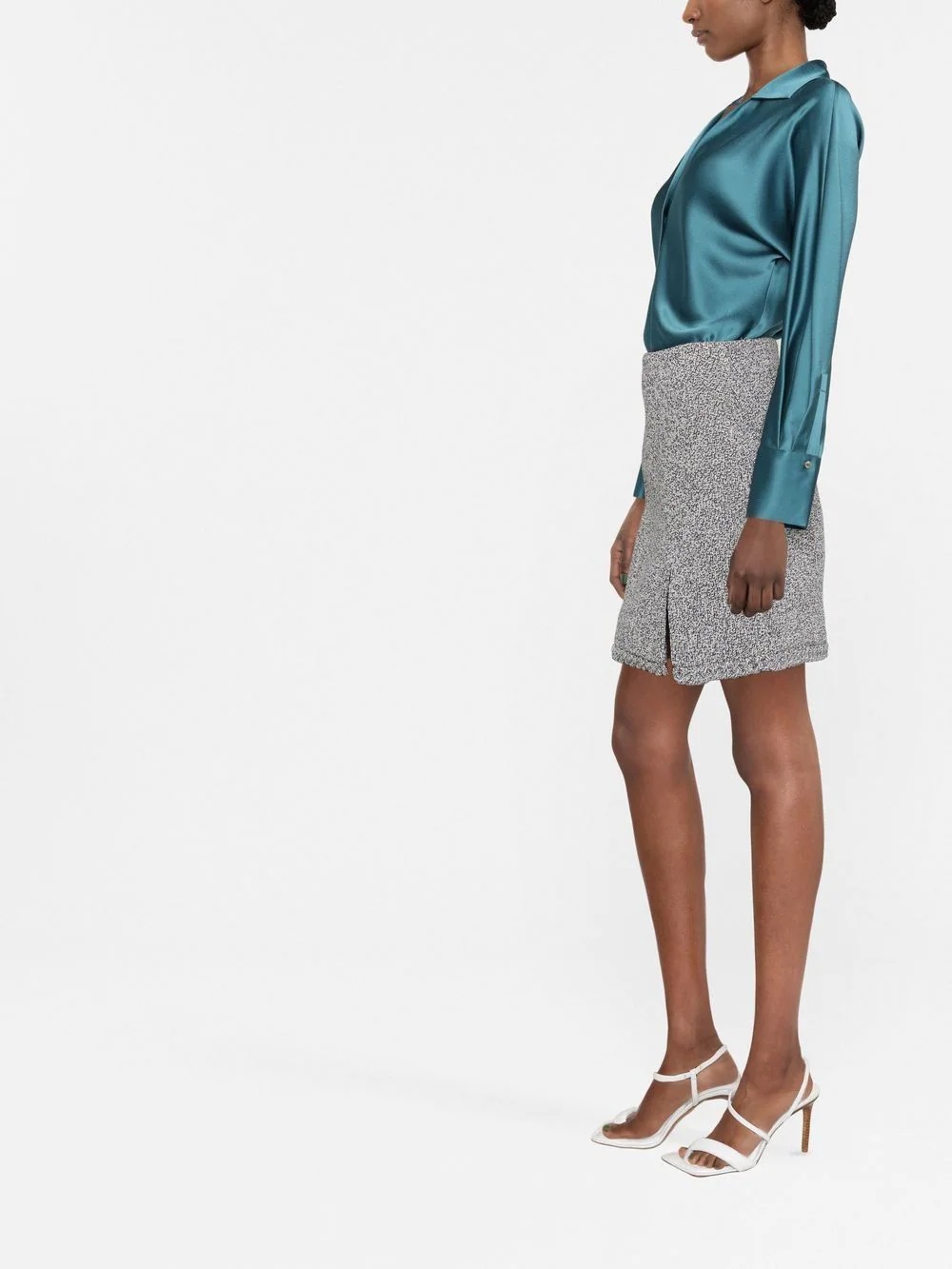spread-collar silk shirt - 4