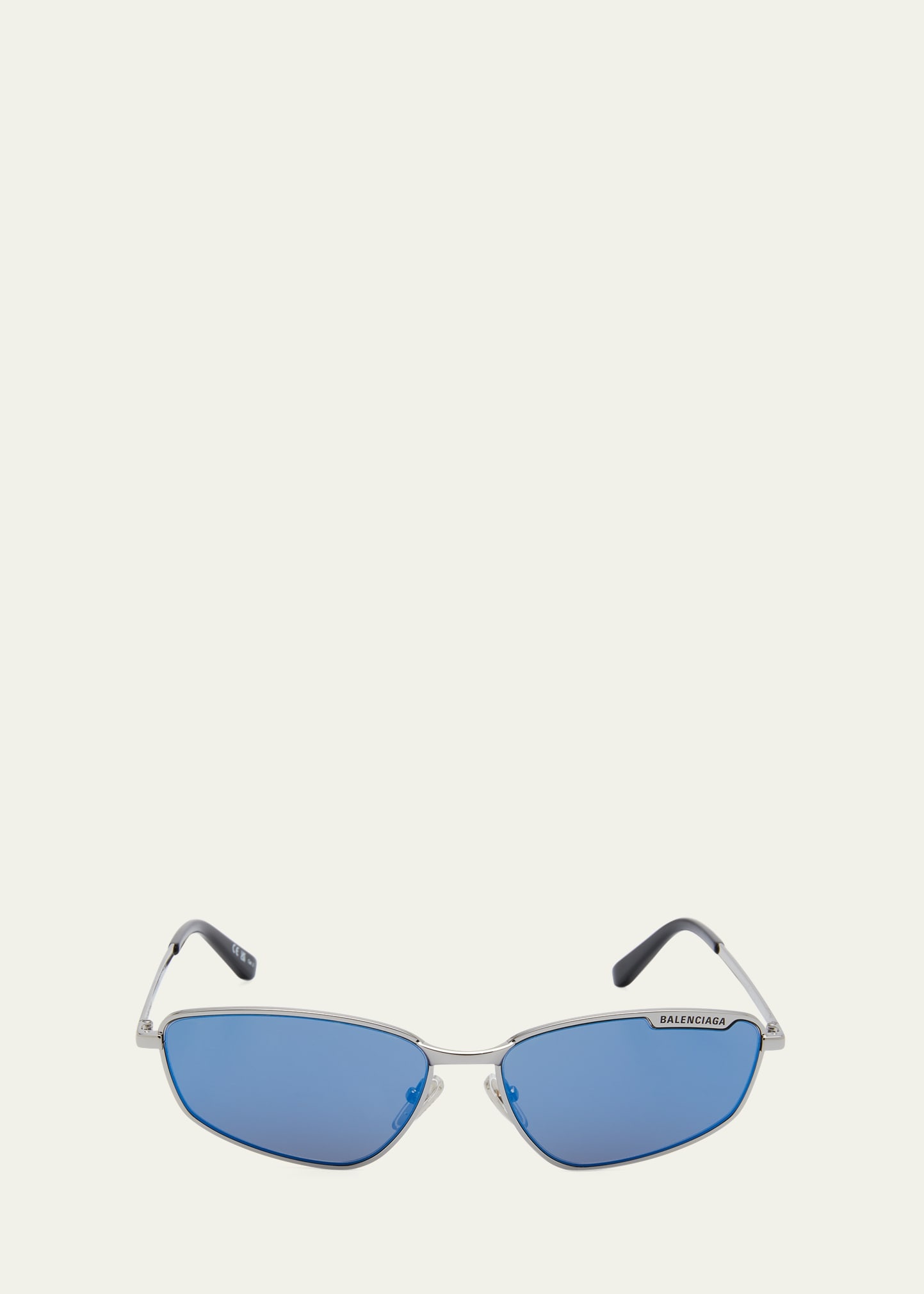Men's Metal Cat-Eye Sunglasses with Logo - 3