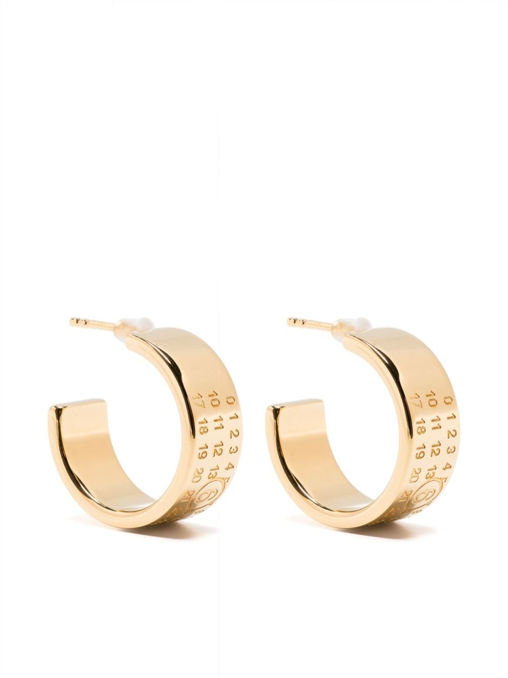 numeric-engraved hoop earrings - 1