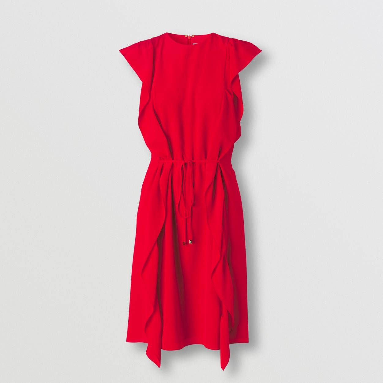 Ruffle Detail Silk Crepe de Chine Dress - 1