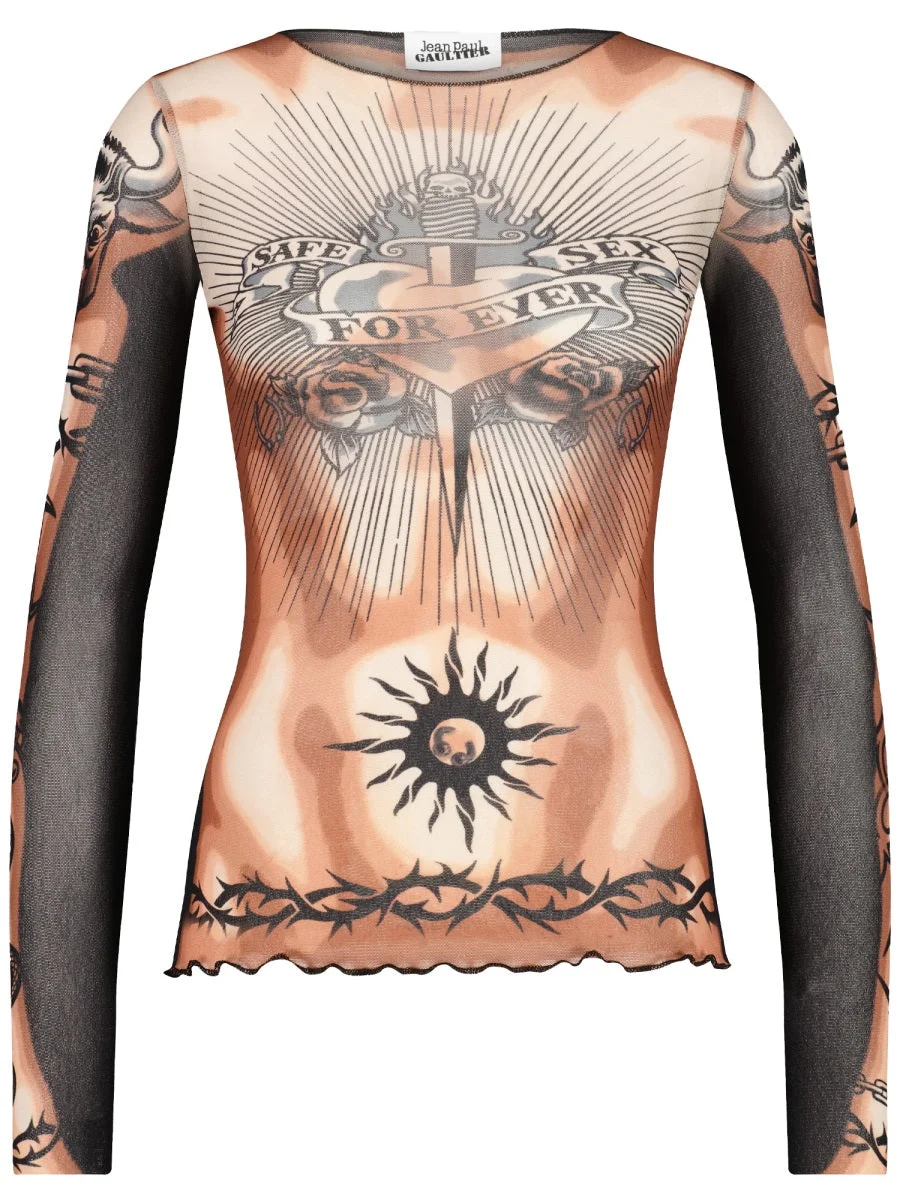 Jean Paul Gaultier Women "Safe Sex Tatoo" Print Top - 1