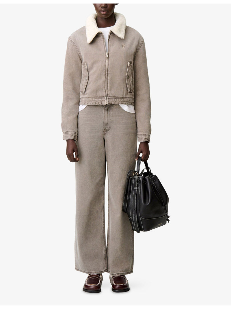 Claudie Pierlot Side-Pocket Faux-Fur Denim Jacket outlook