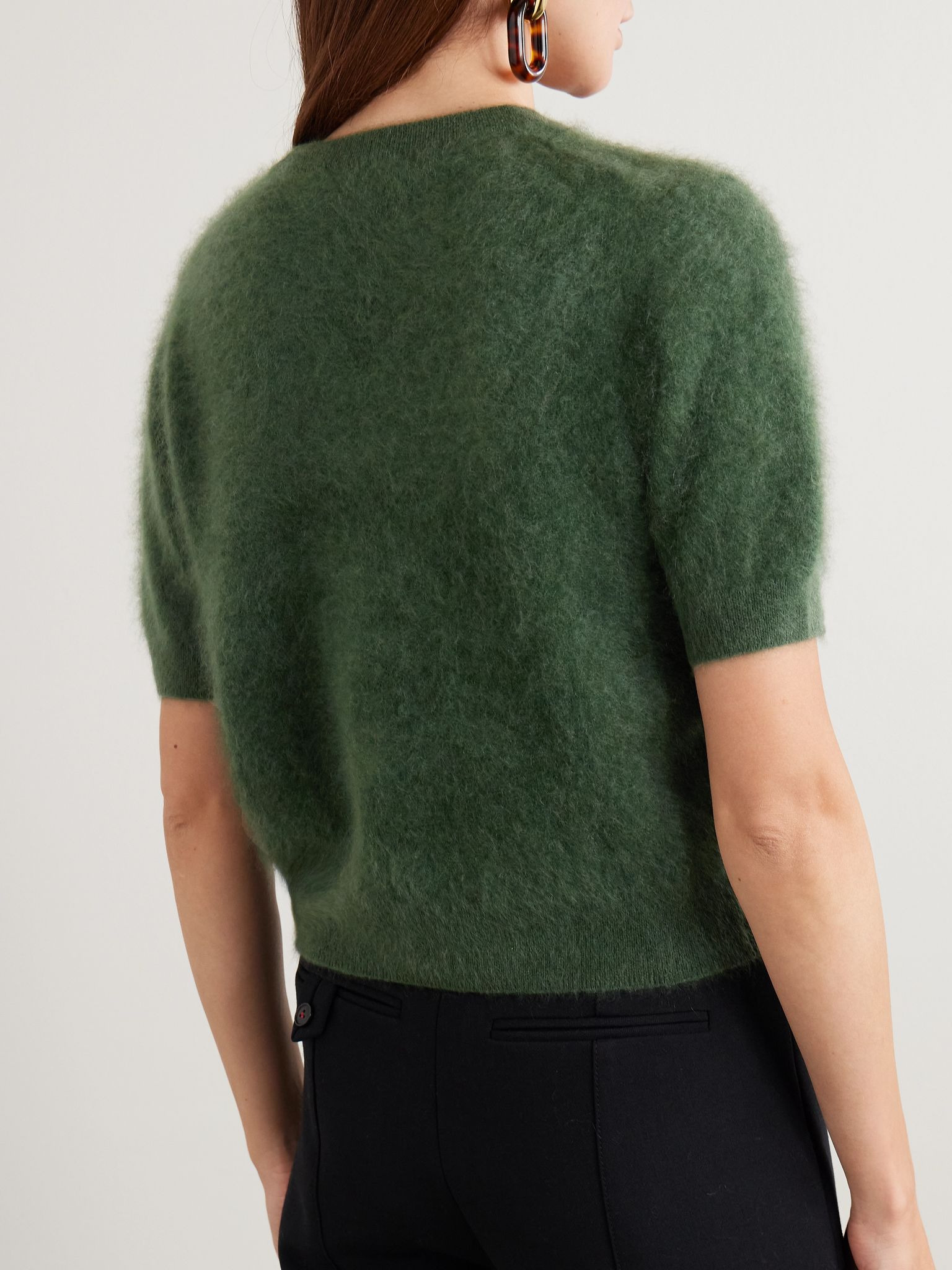 Toulon brushed organic cashmere sweater Green - 3