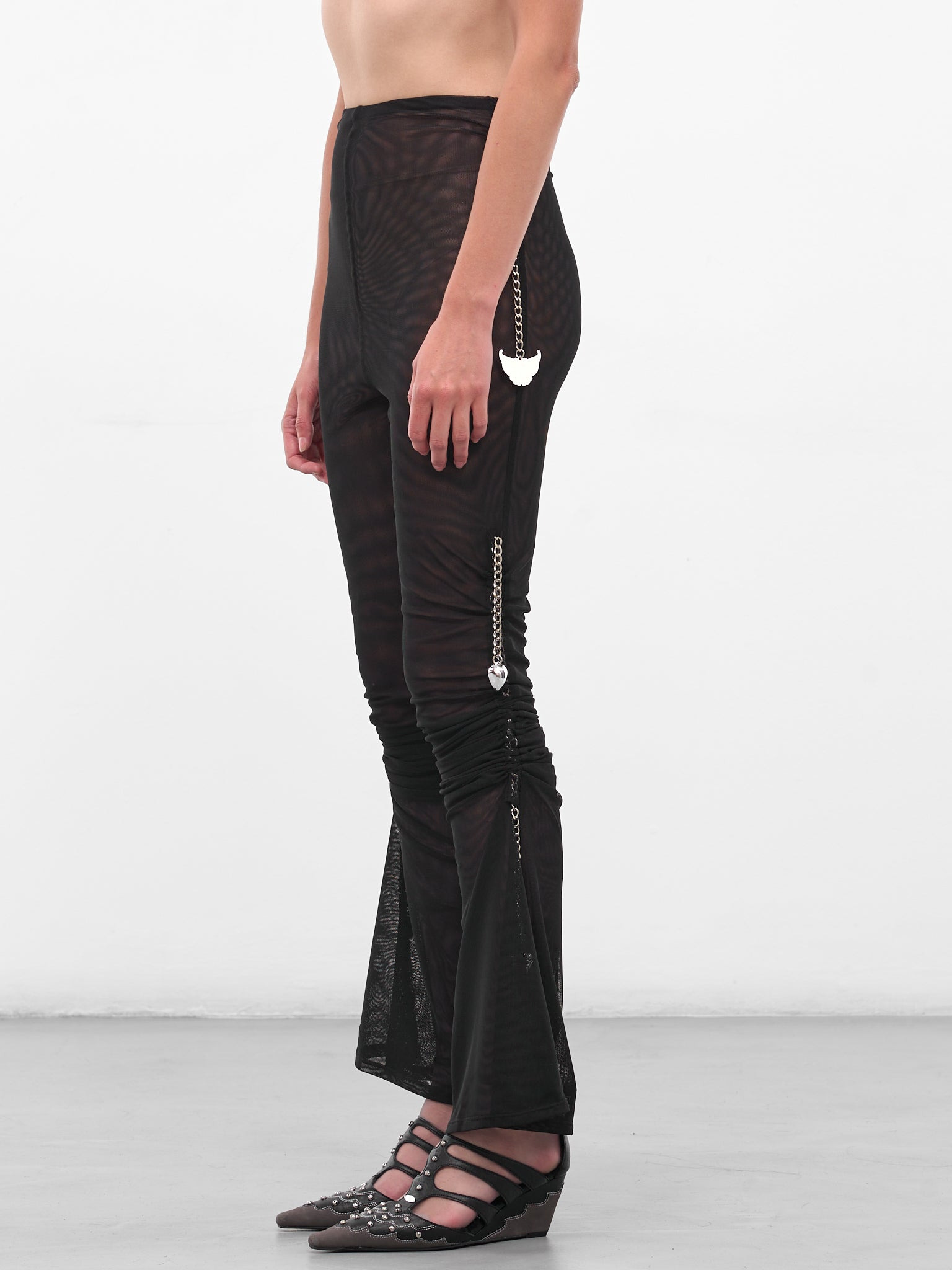 Black Sonicscape Mesh Flare Leggings - 2
