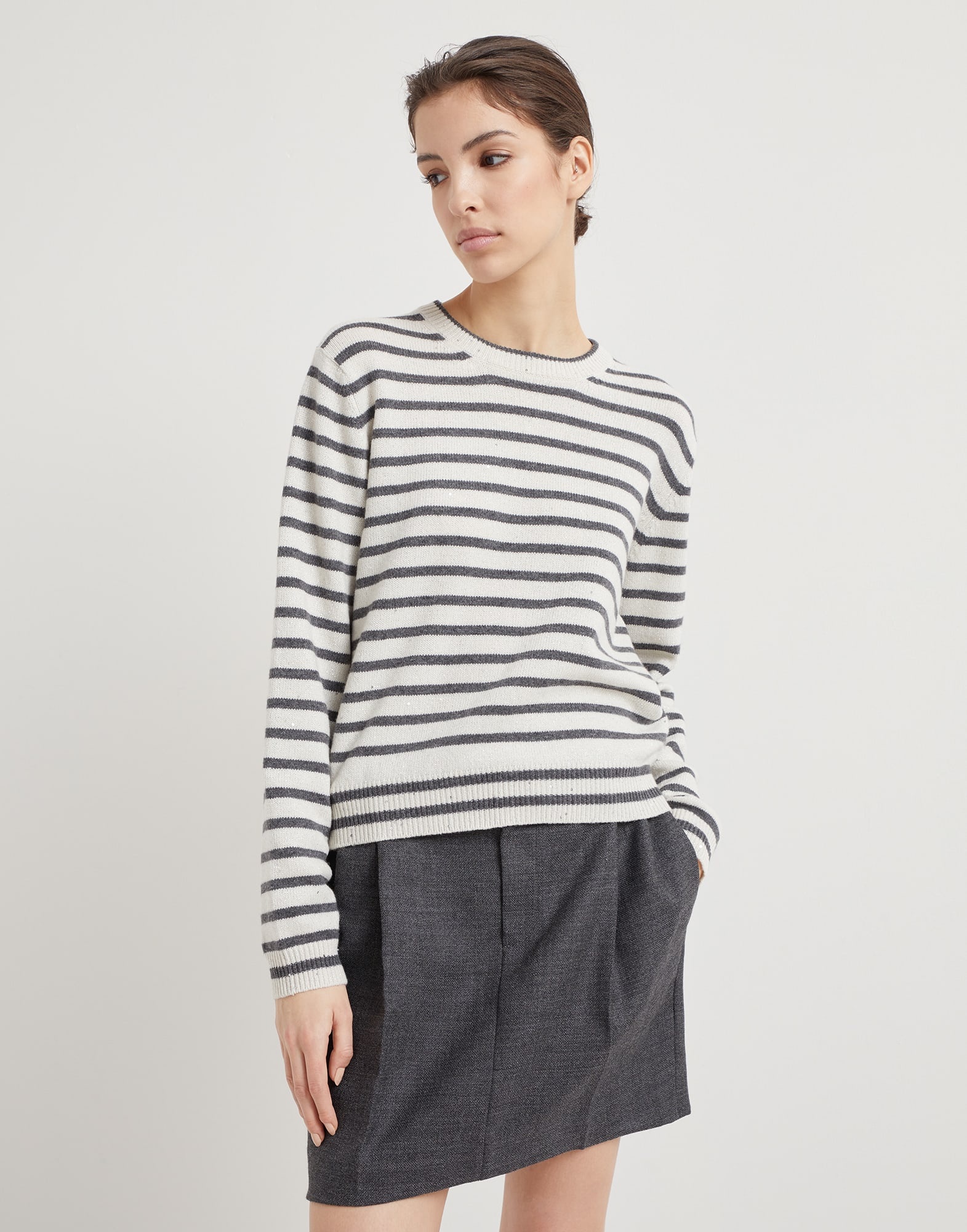 Cashmere, virgin wool and silk Sparkling & Dazzling striped sweater - 1