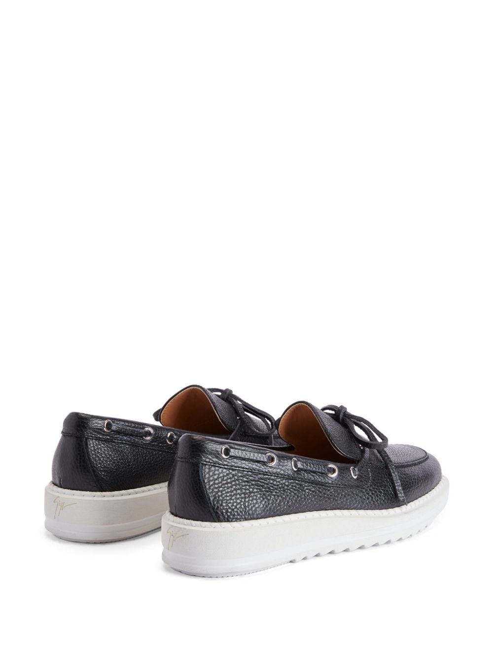 Alfred grained-leather boat shoes - 3