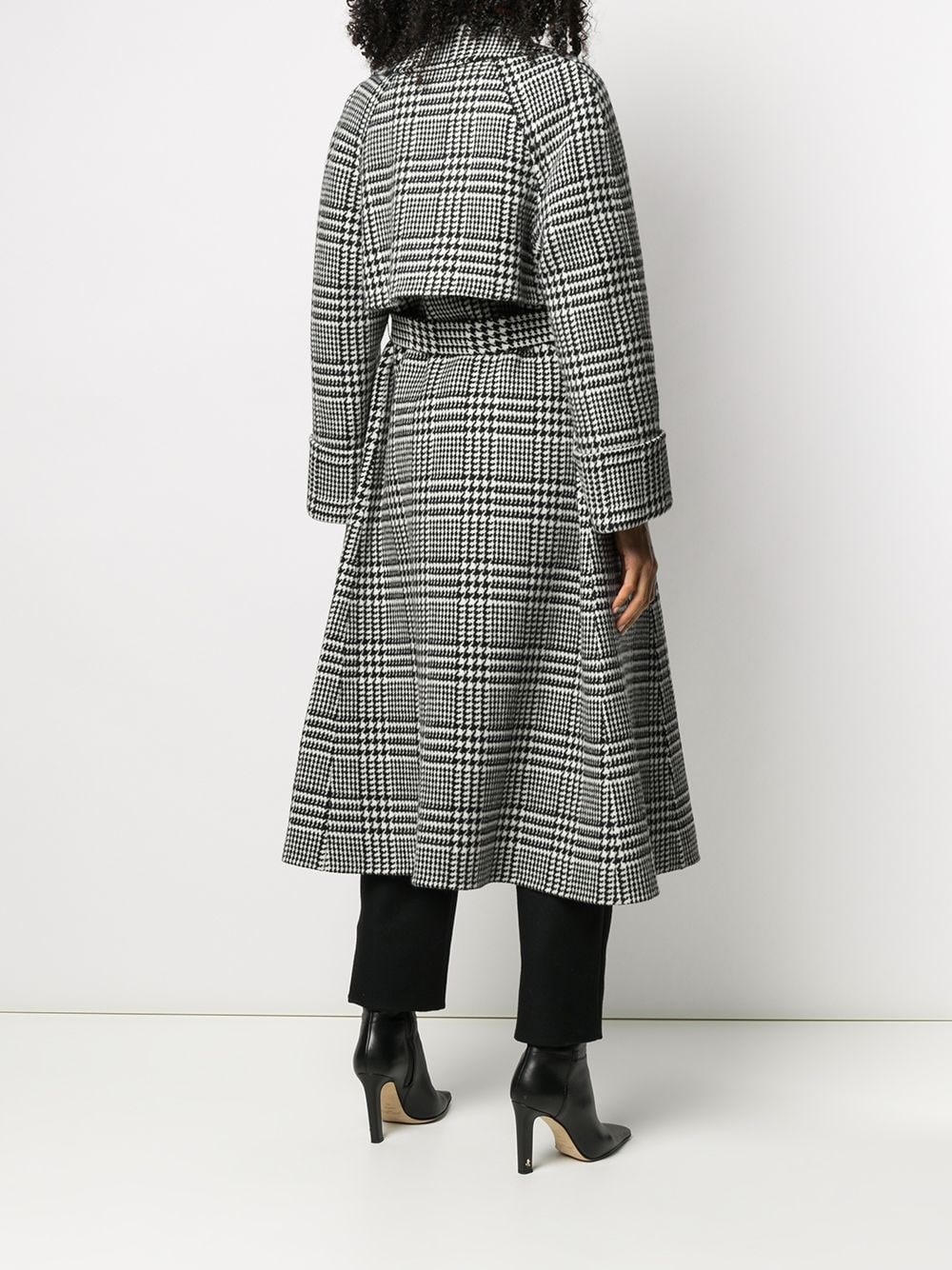 houndstooth check belted coat - 4