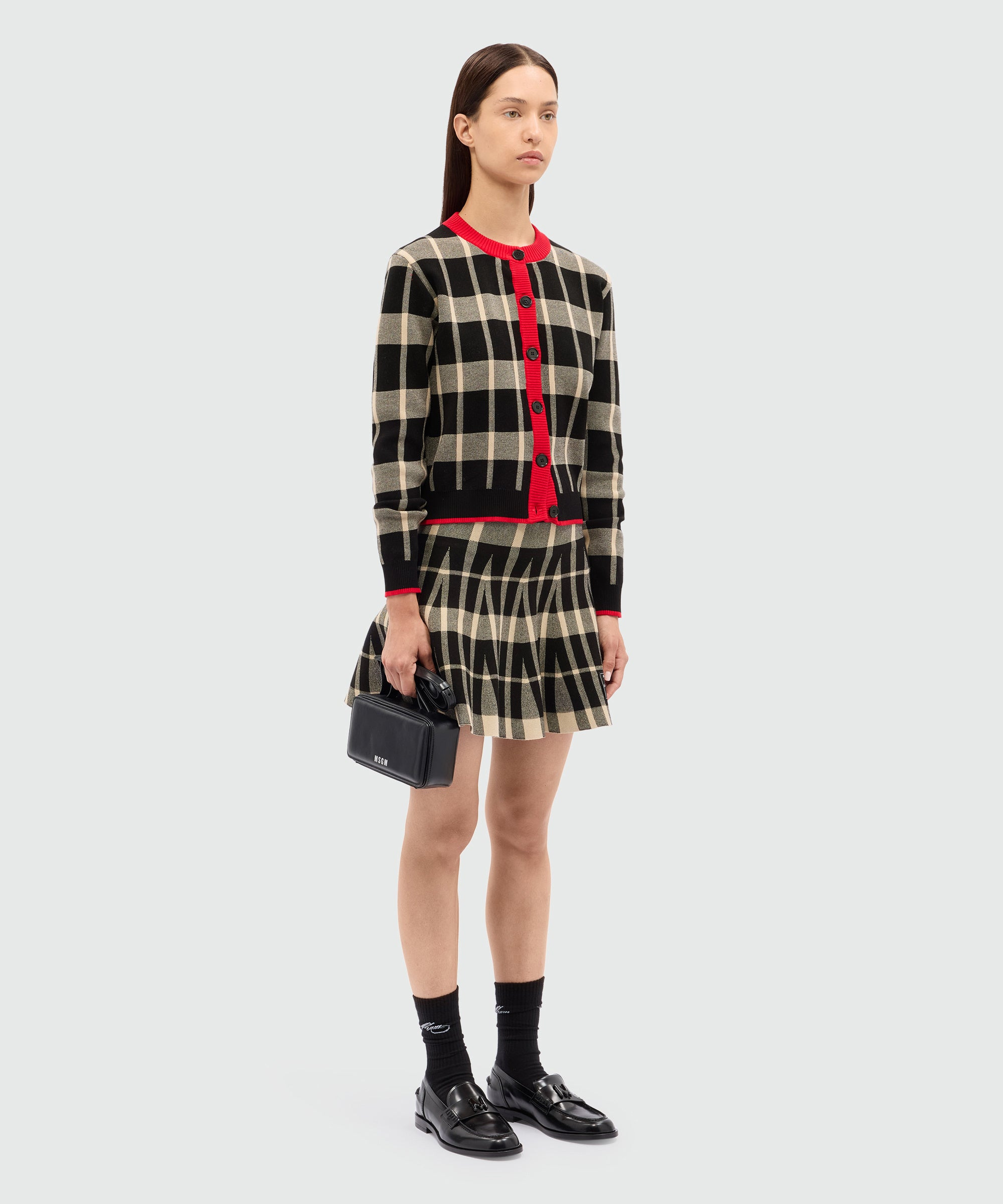 Two-tone check cardigan with contrasting details - 4