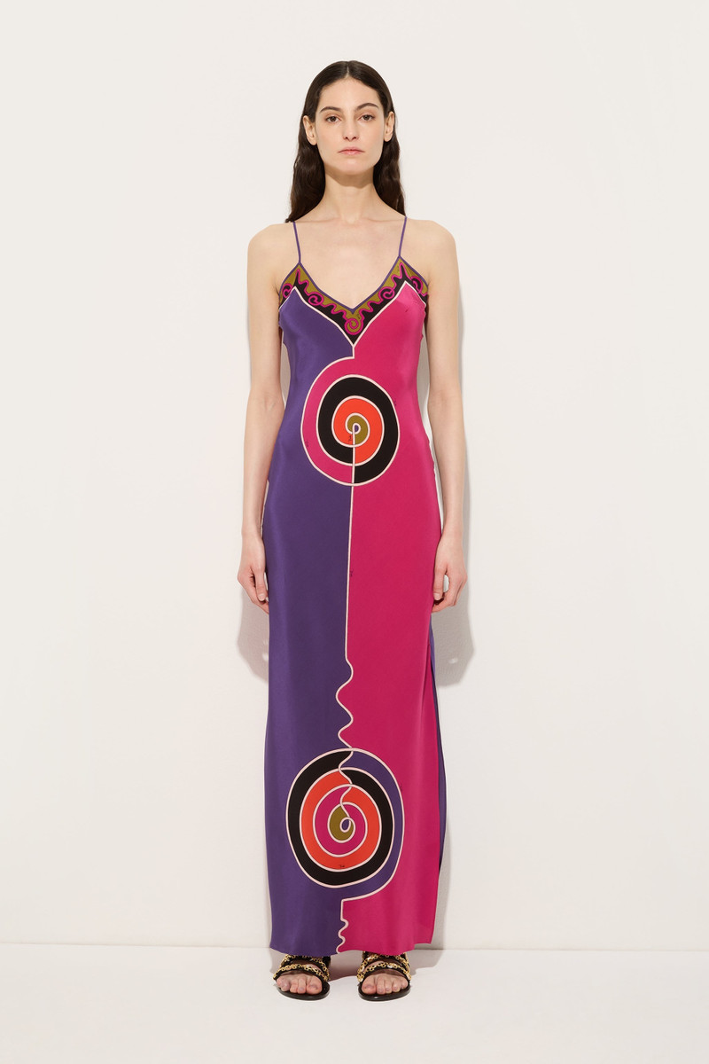 PUCCI ASTRO PRINT LONG CRÊPE DE CHINE DRESS outlook