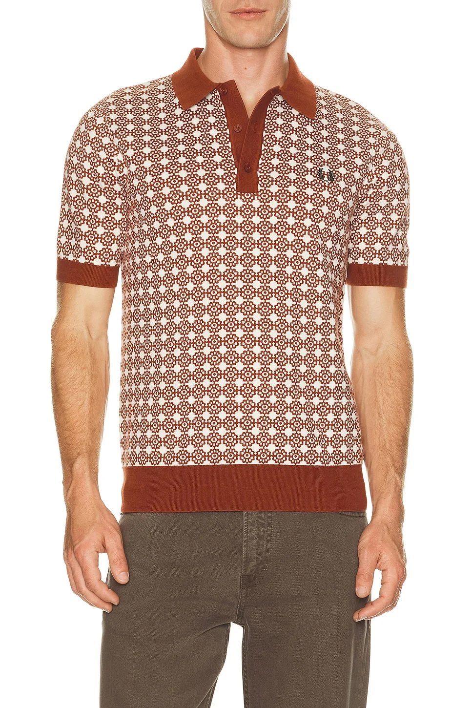 Floral Jacquard Polo - 1