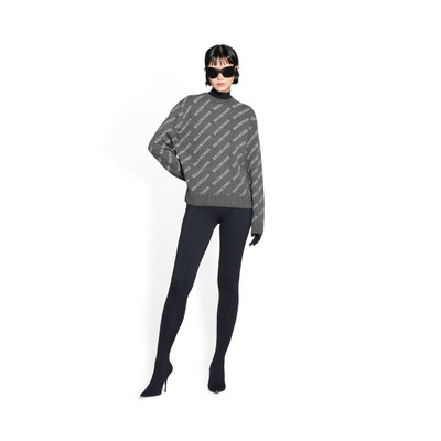 BALENCIAGA Women's Mini Allover Logo Sweater in Grey outlook