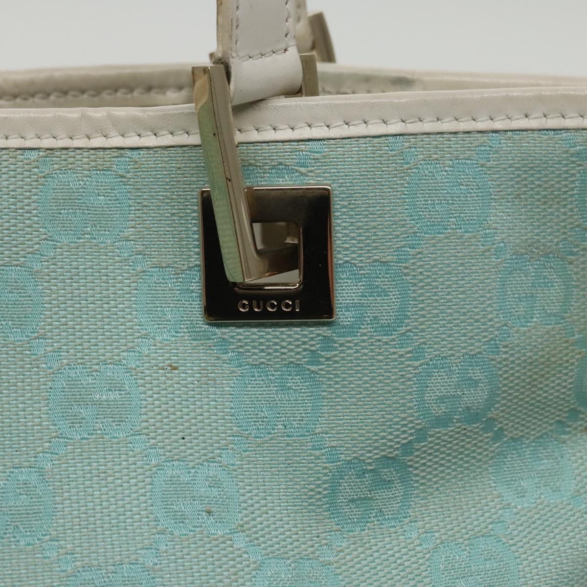 GUCCI GG Canvas Hand Bag Light Blue Gold 002 002 - 10