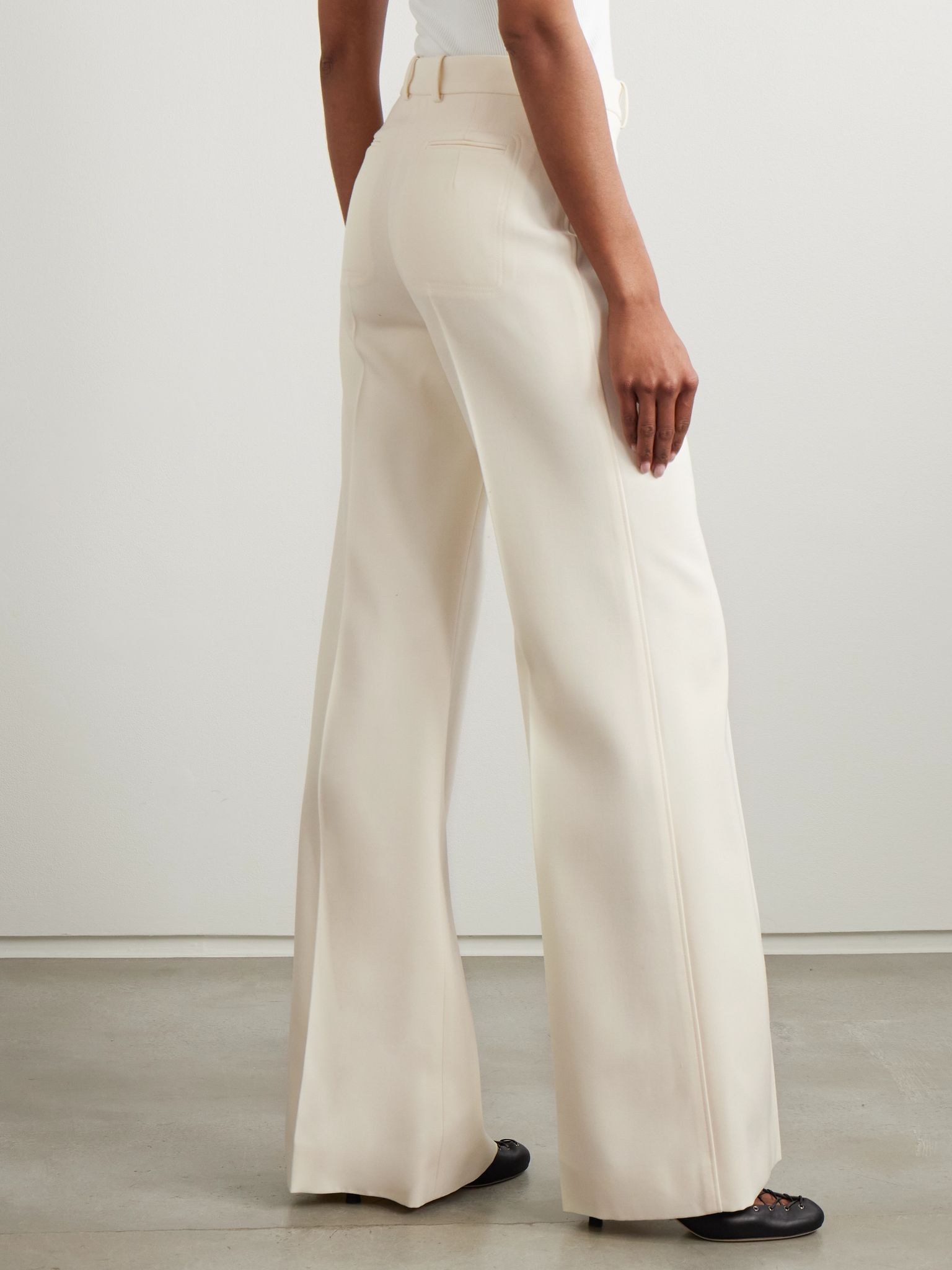 Wool-twill wide-leg pants White - 3