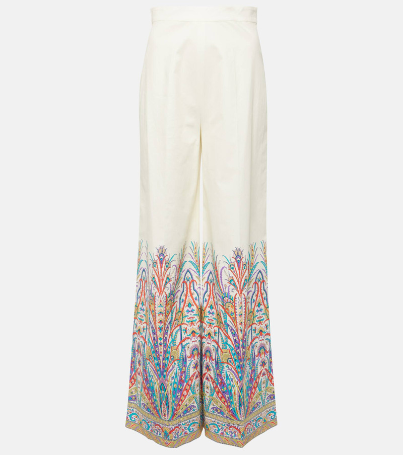 Printed cotton-blend wide-leg pants - 1