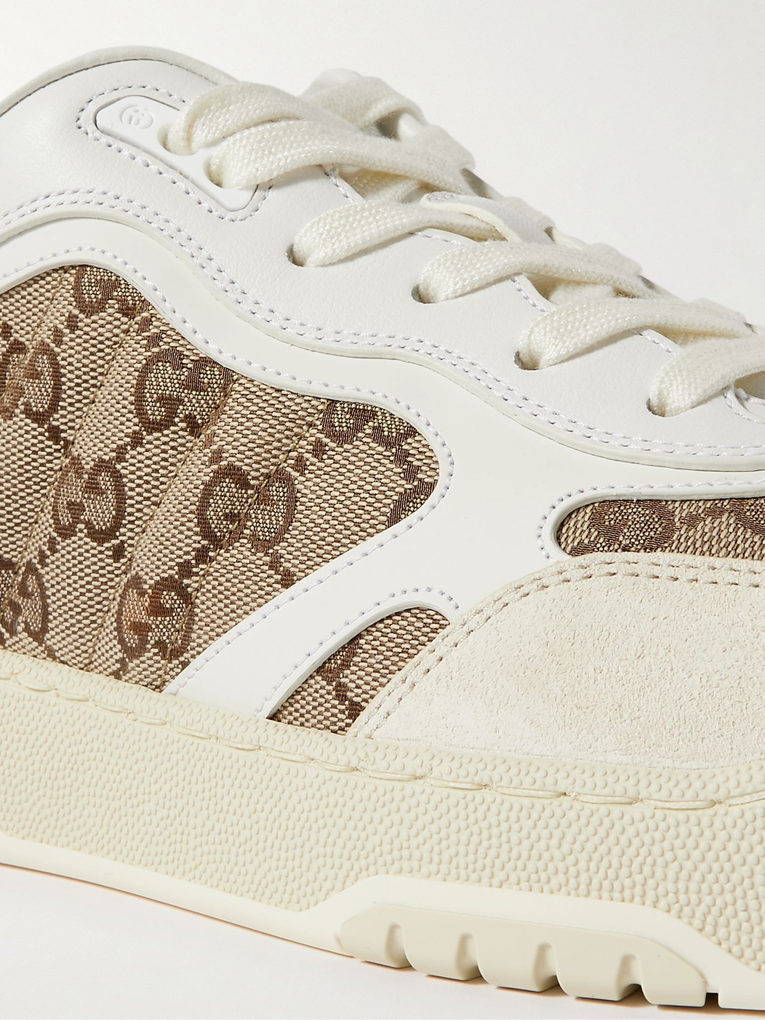 Re-Web Suede and Webbing-Trimmed Canvas and Leather Sneakers Off-white - 6