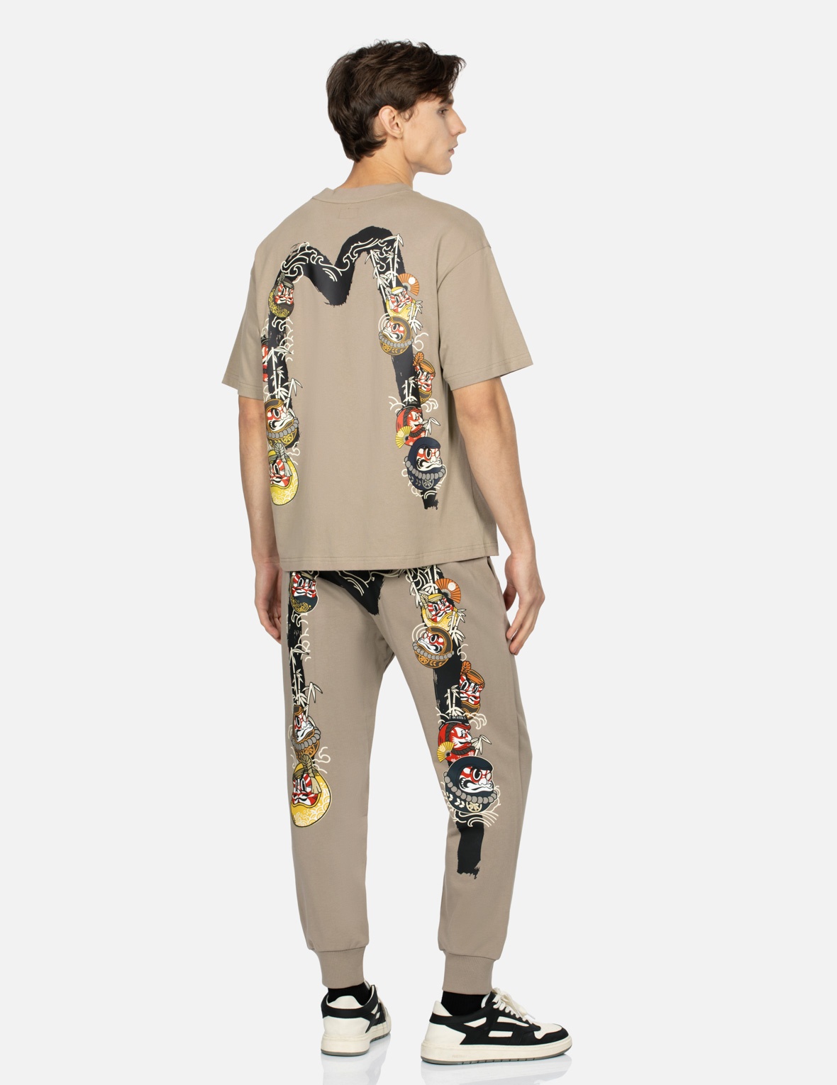 EVISU KUMADORI DARUMA DAICOCK PRINT REGULAR FIT SWEATPANTS 